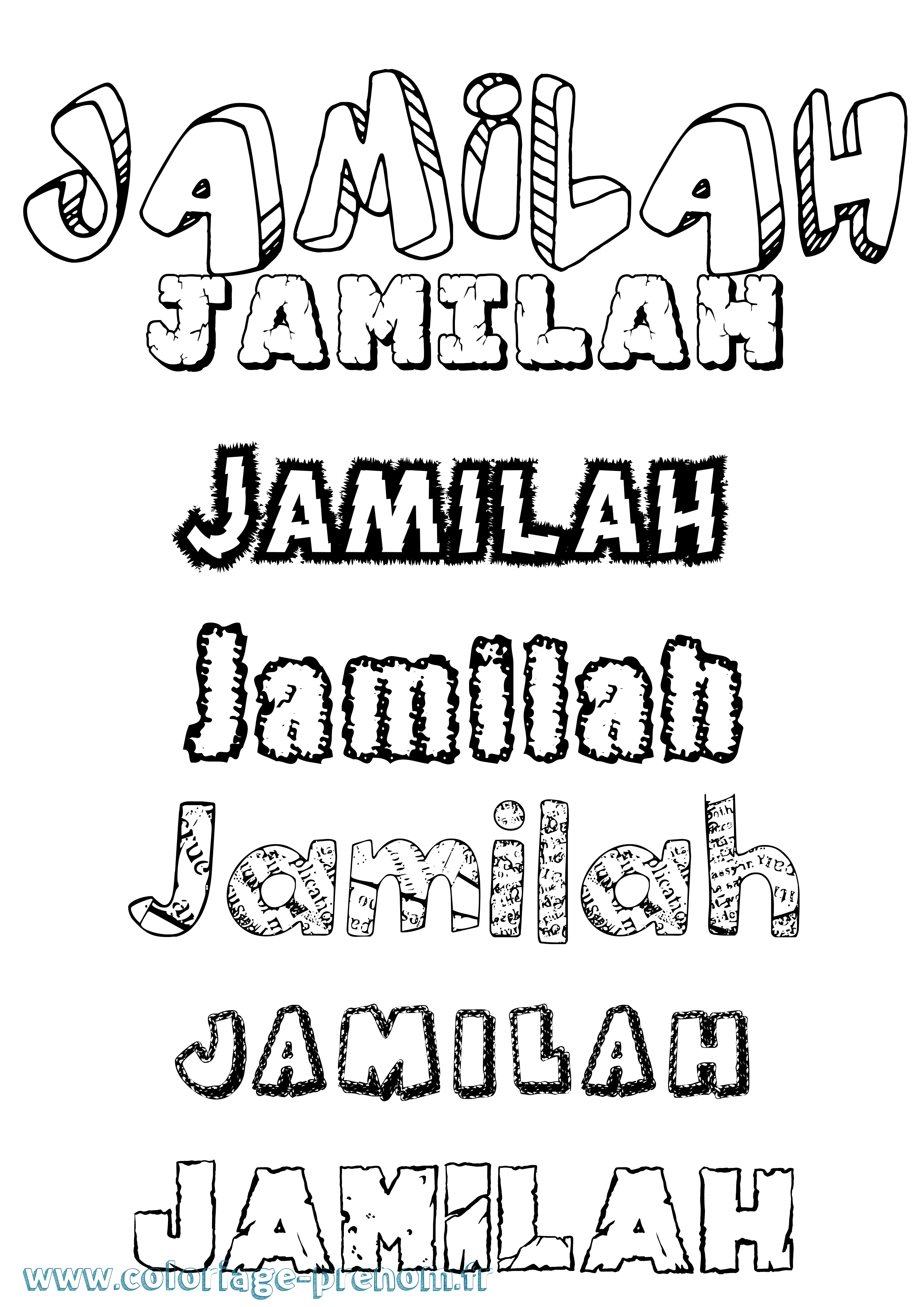 Coloriage Jamilah Destructuré Coloriage prénom Jamilah Destructuré