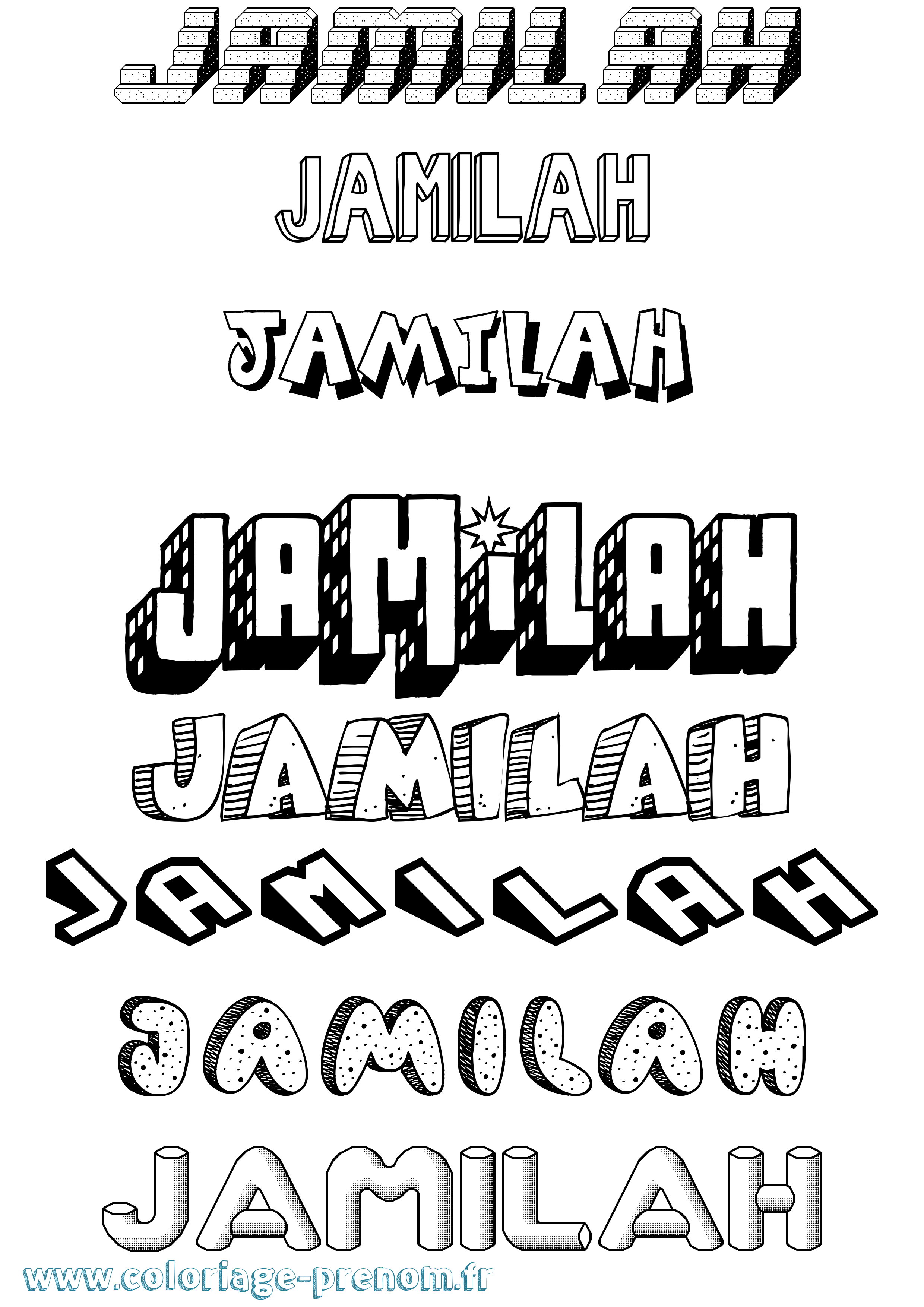 Coloriage Jamilah Effet 3D Coloriage prénom Jamilah Effet 3D
