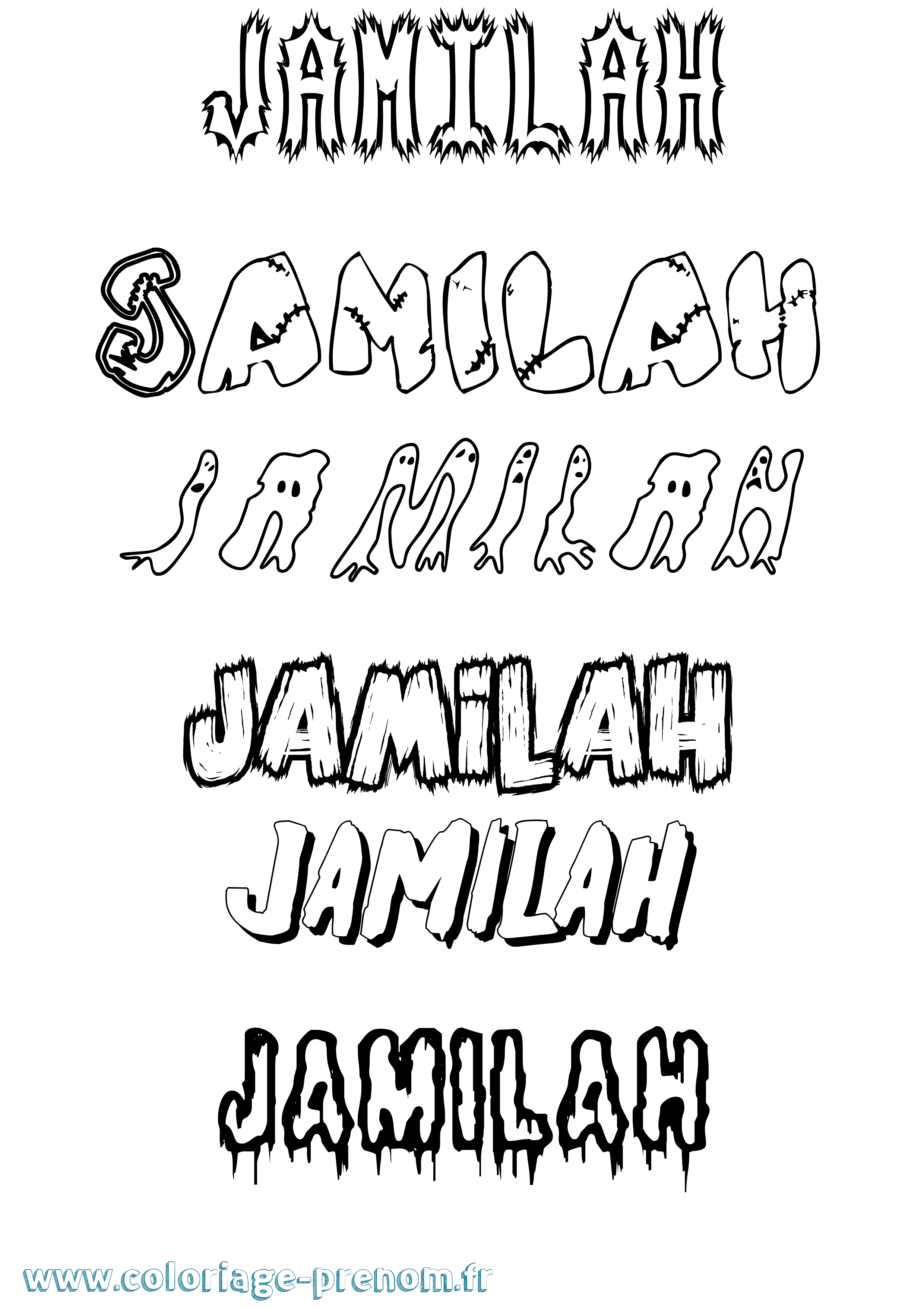 Coloriage Jamilah Frisson Coloriage prénom Jamilah Frisson
