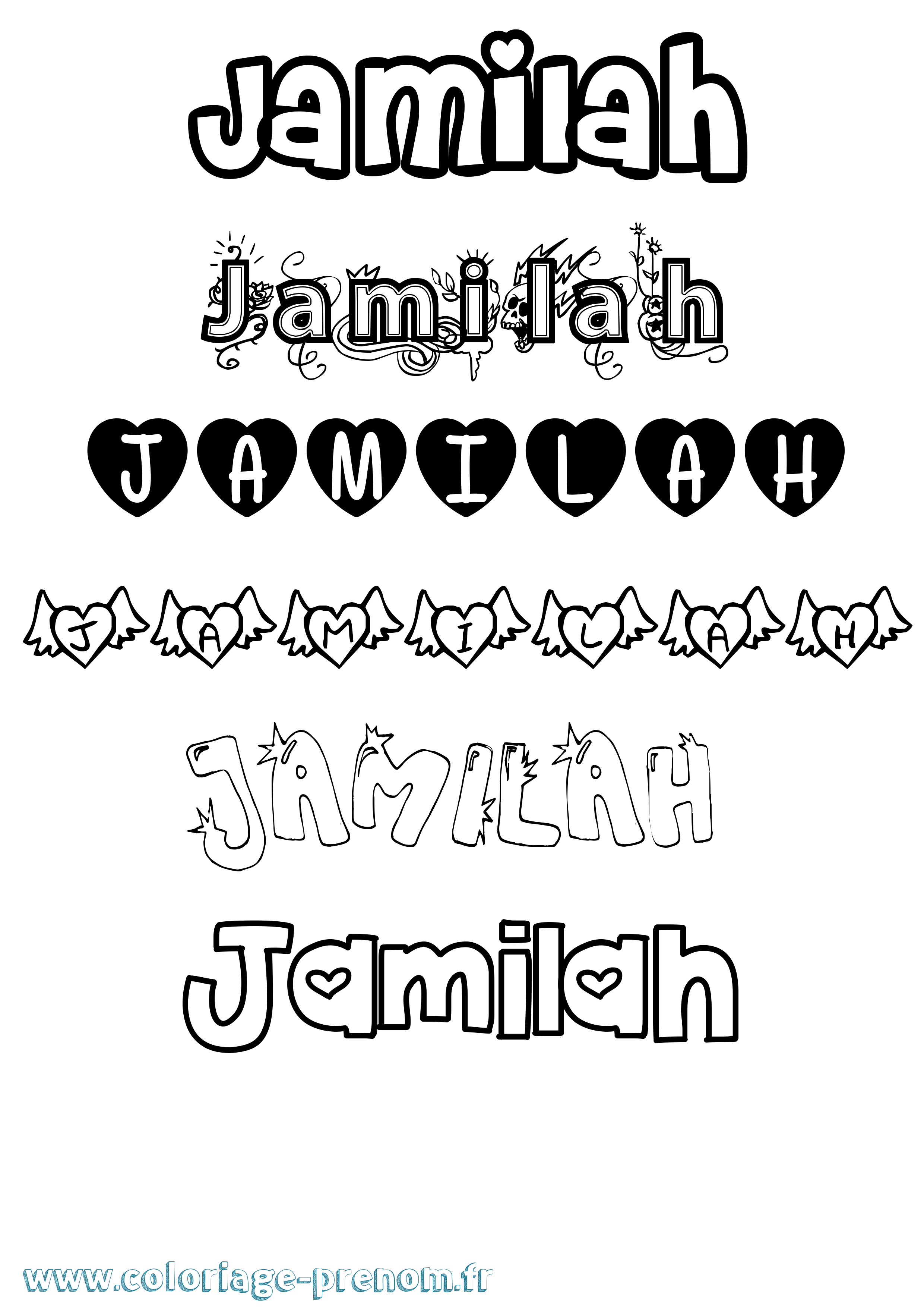 Coloriage Jamilah Girly Coloriage prénom Jamilah Girly