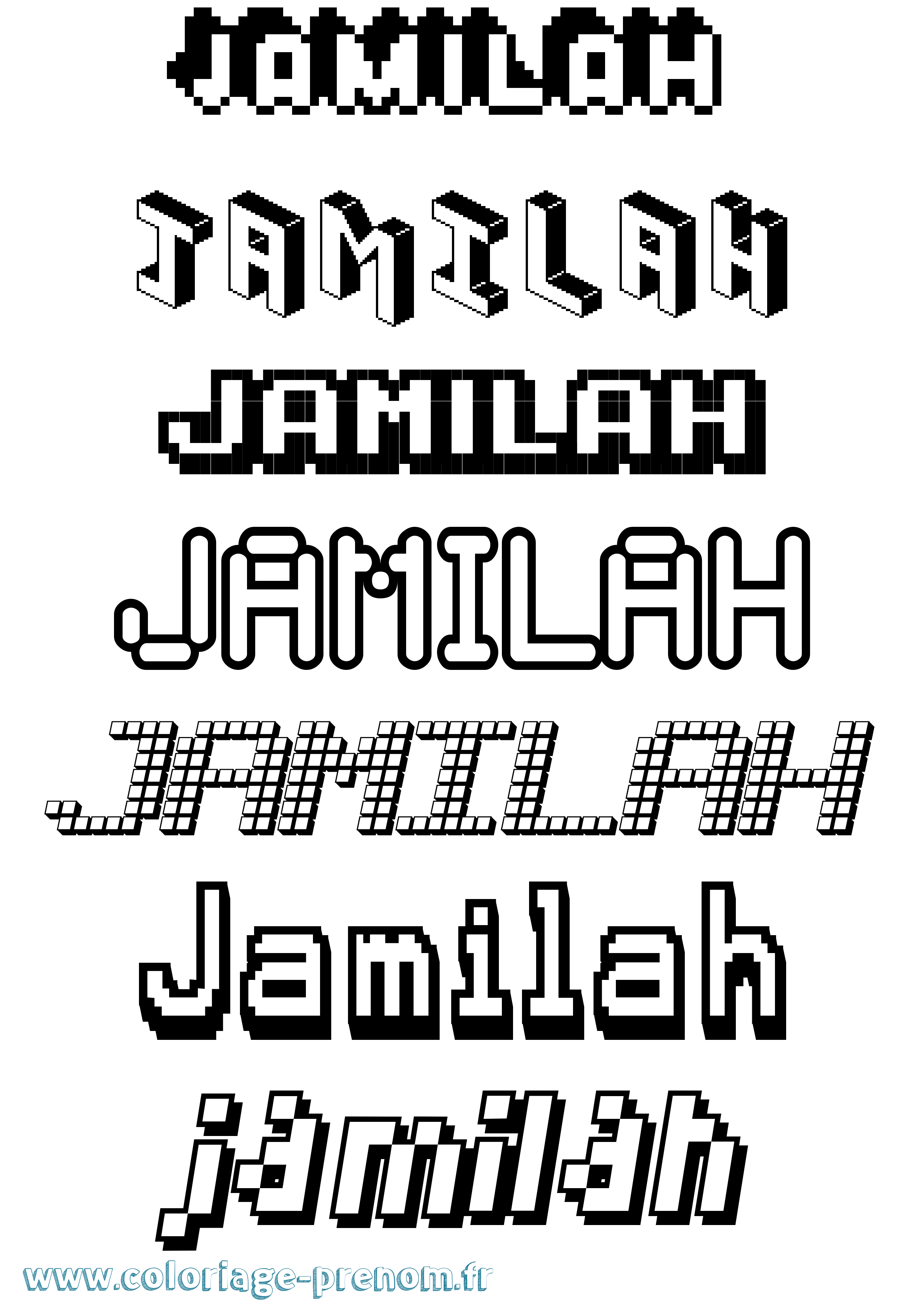 Coloriage Jamilah Pixel Coloriage prénom Jamilah Pixel