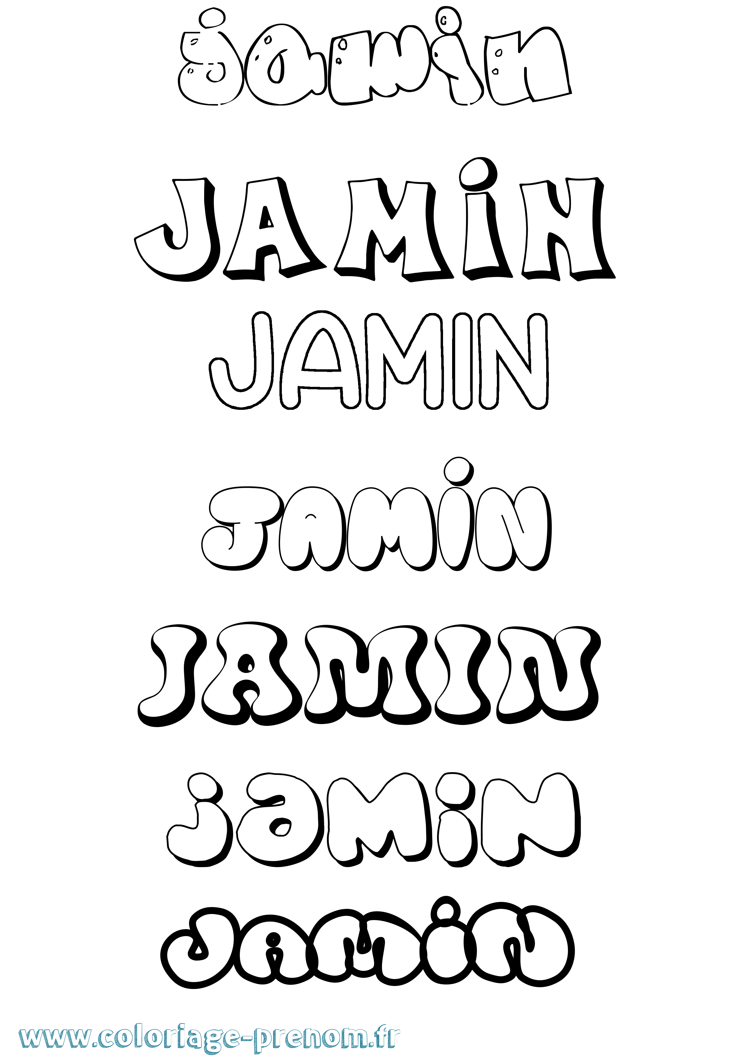 Coloriage Jamin Bubble Coloriage prénom Jamin Bubble