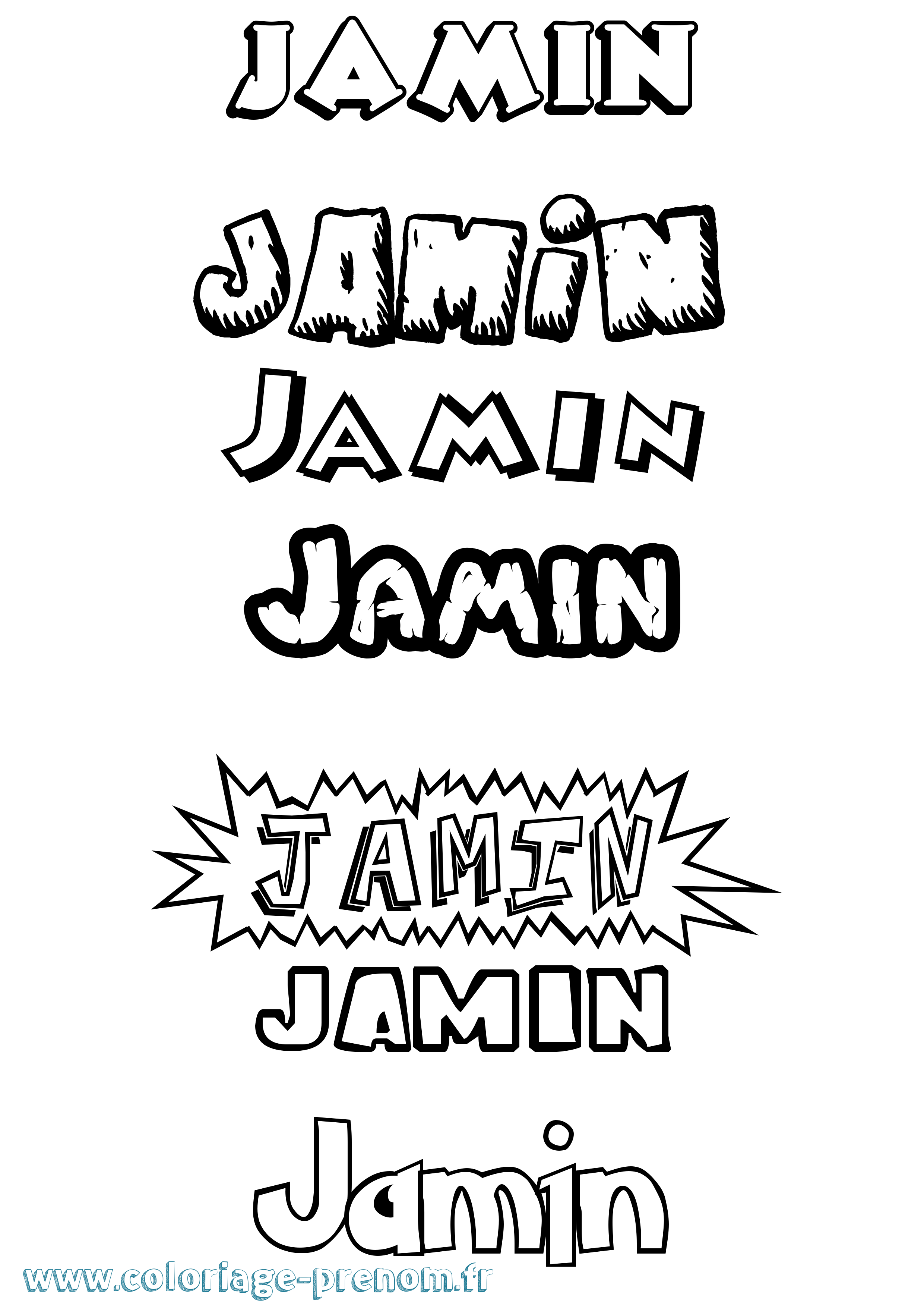 Coloriage Jamin Dessin Animé Coloriage prénom Jamin Dessin Animé