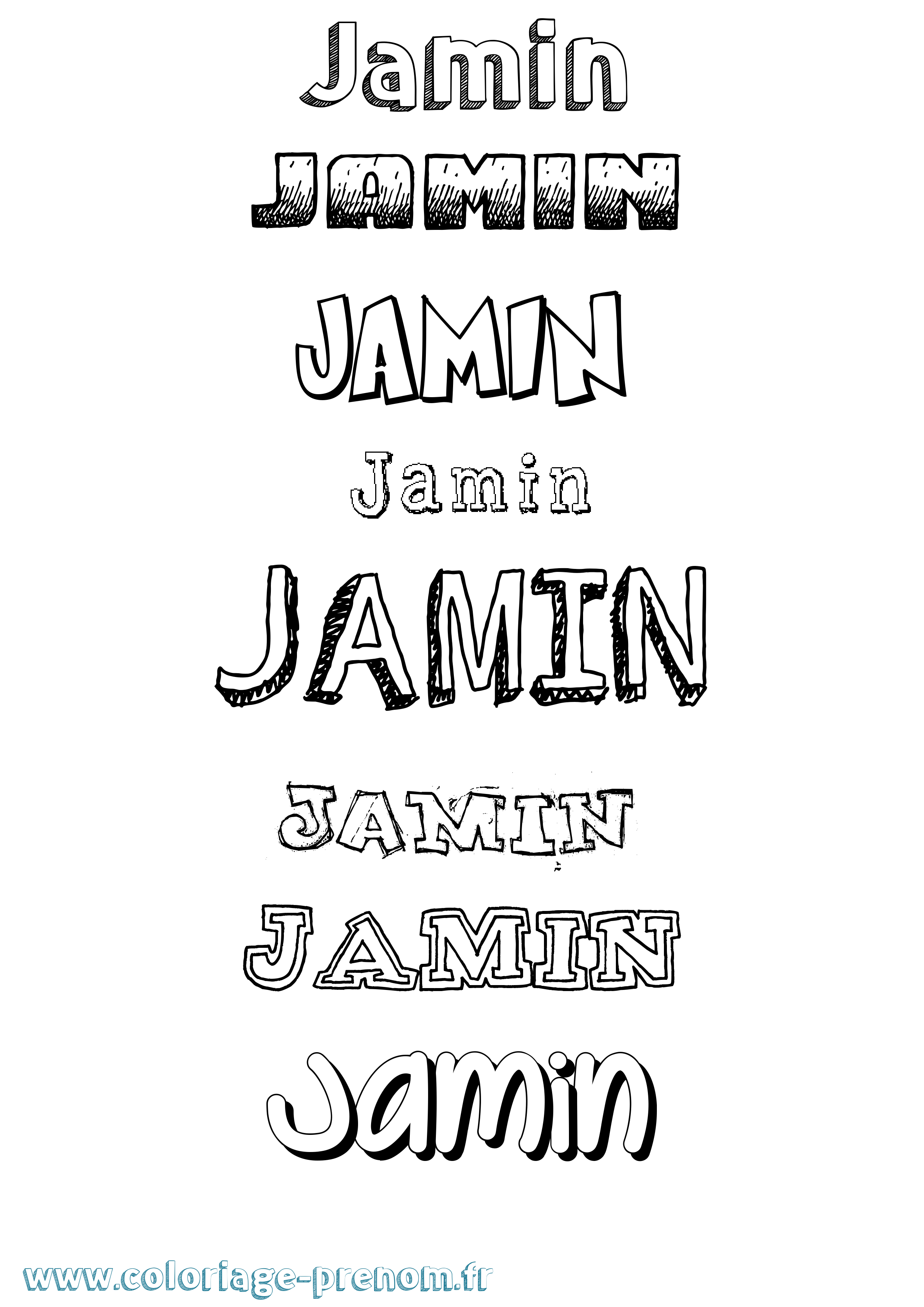 Coloriage Jamin Dessiné Coloriage prénom Jamin Dessiné