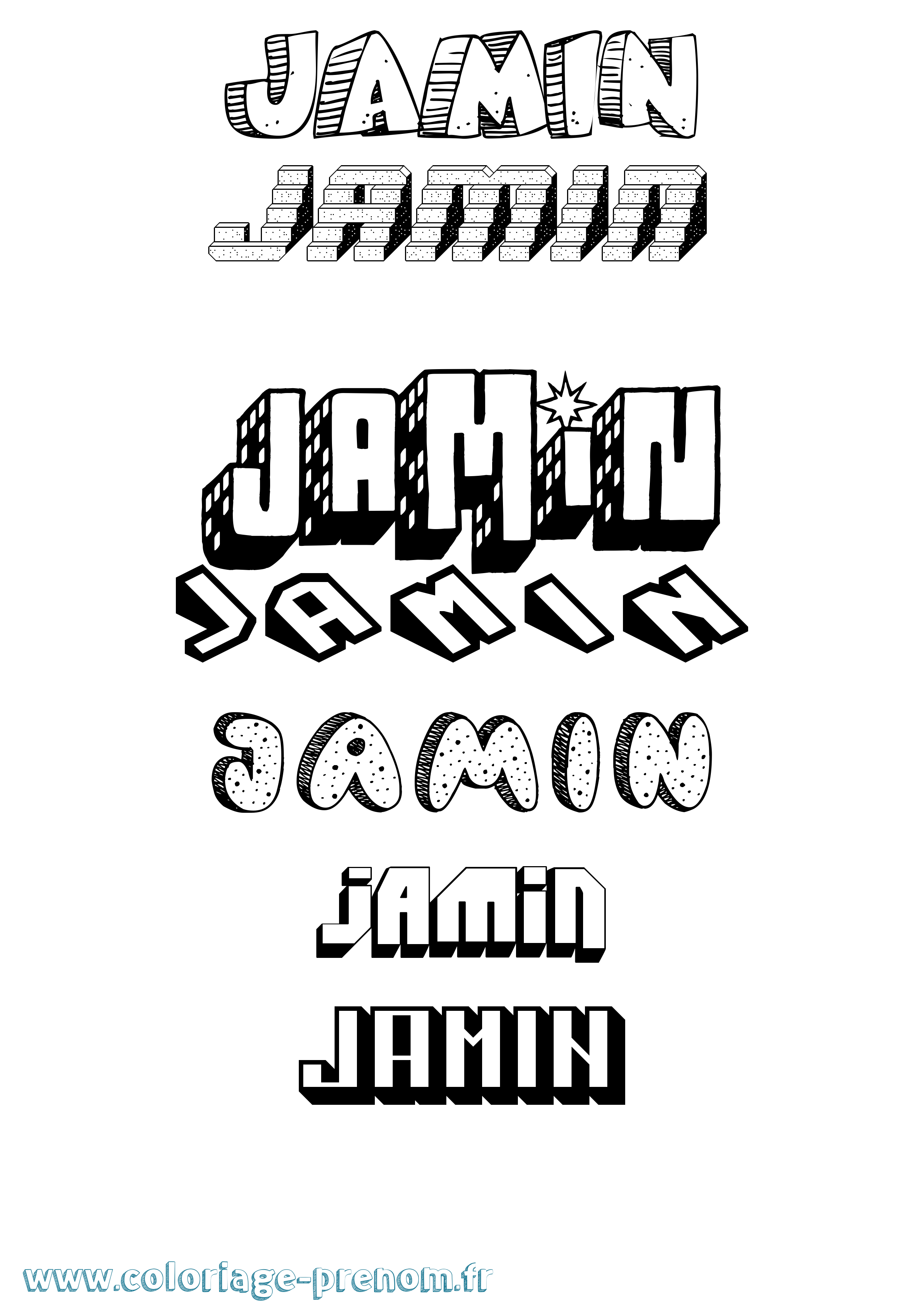 Coloriage Jamin Effet 3D Coloriage prénom Jamin Effet 3D