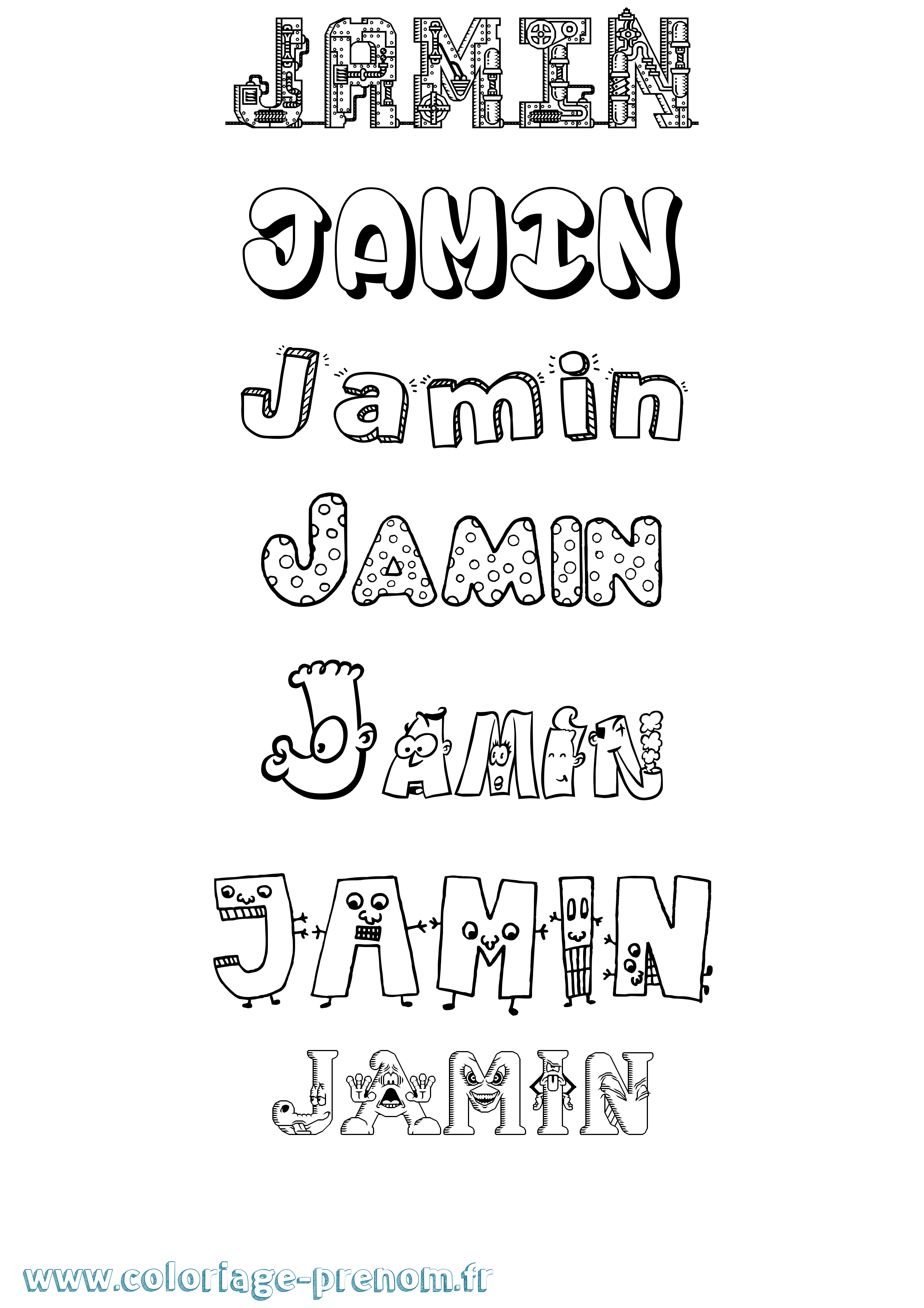 Coloriage Jamin Fun Coloriage prénom Jamin Fun