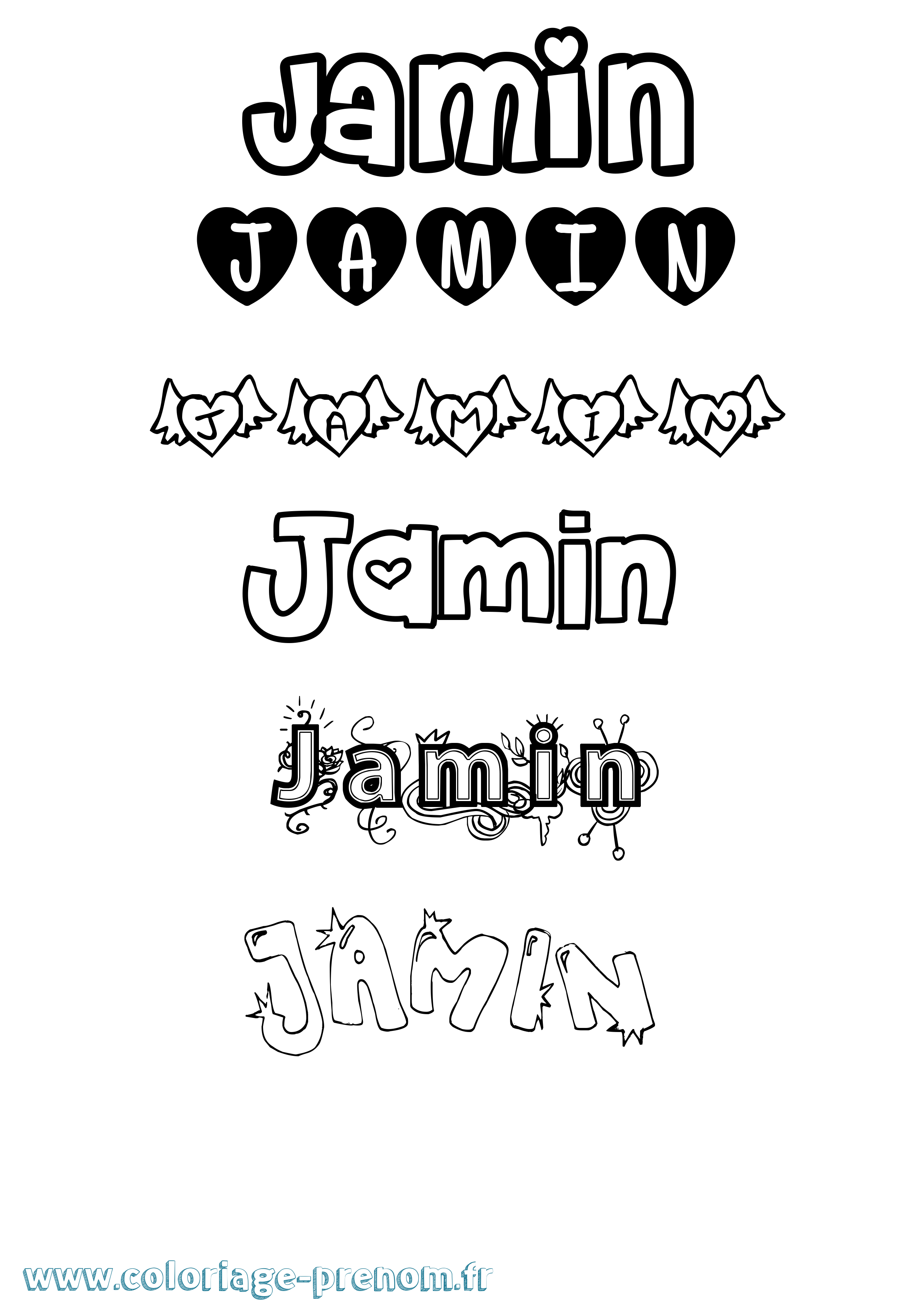 Coloriage Jamin Girly Coloriage prénom Jamin Girly