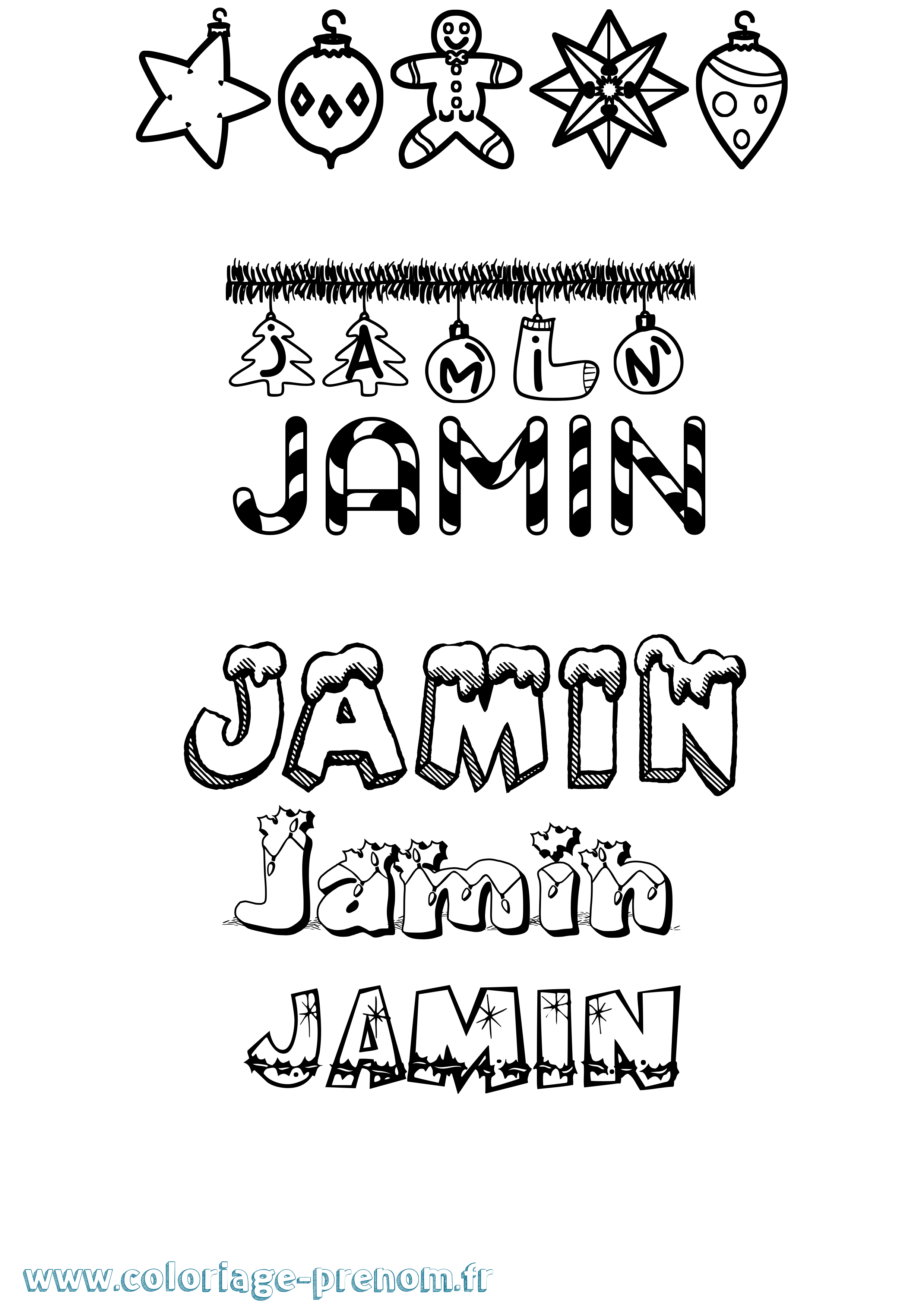 Coloriage Jamin Noël Coloriage prénom Jamin Noël