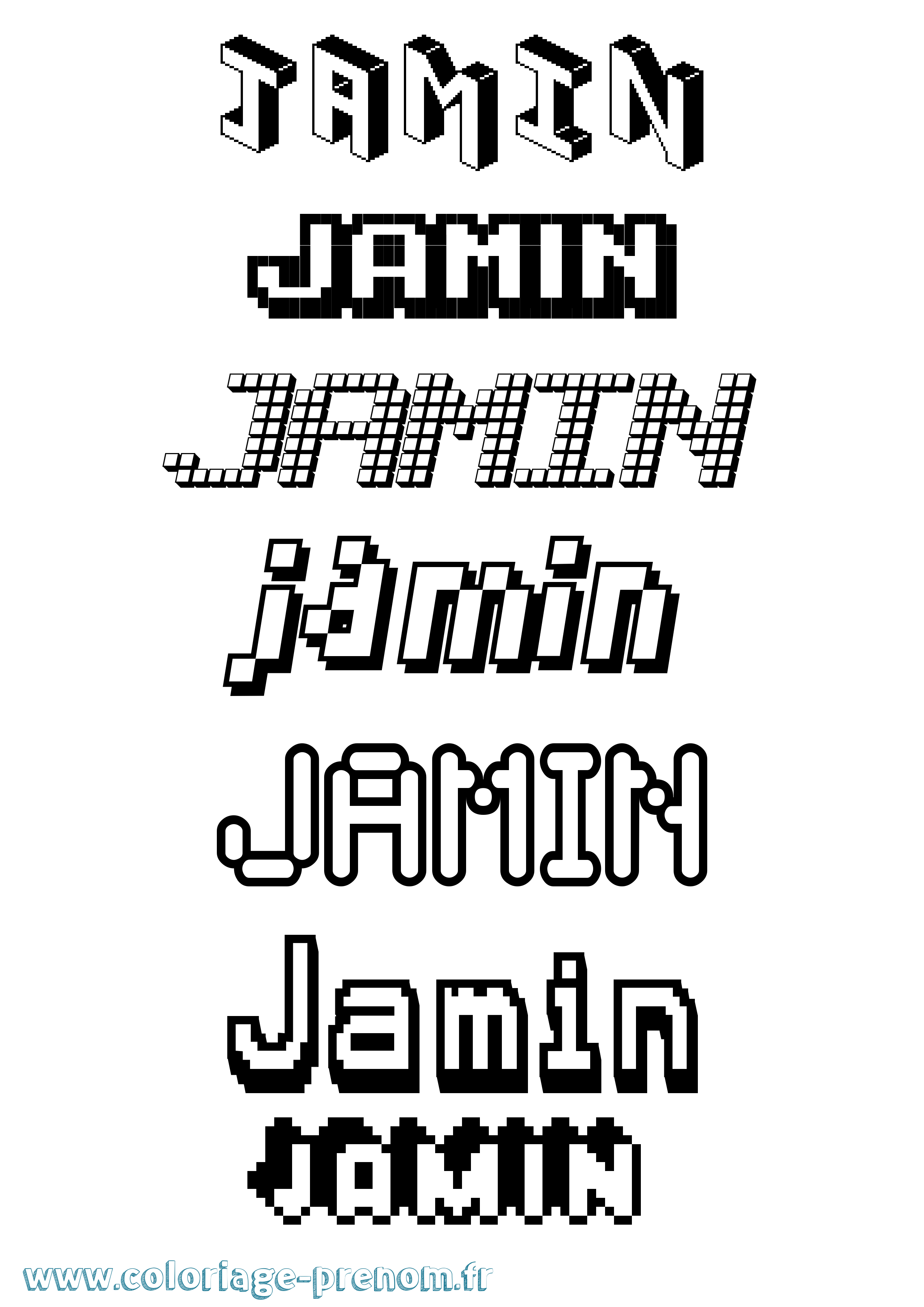 Coloriage Jamin Pixel Coloriage prénom Jamin Pixel