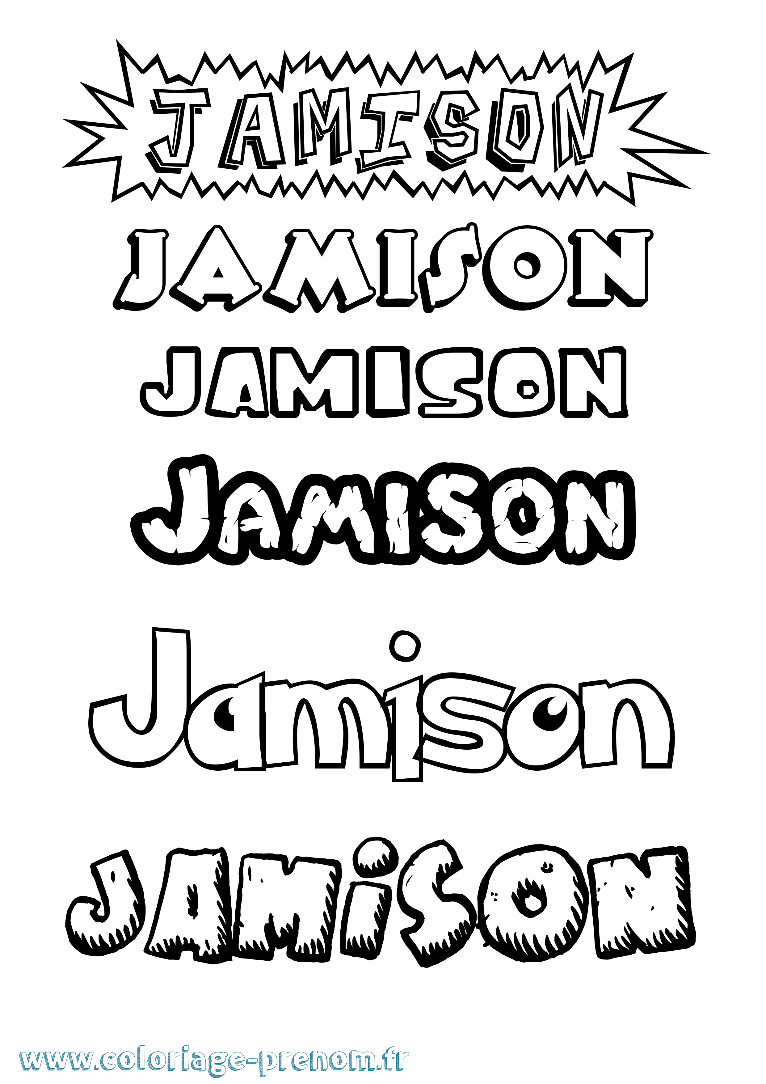 Coloriage Jamison Dessin Animé Coloriage prénom Jamison Dessin Animé