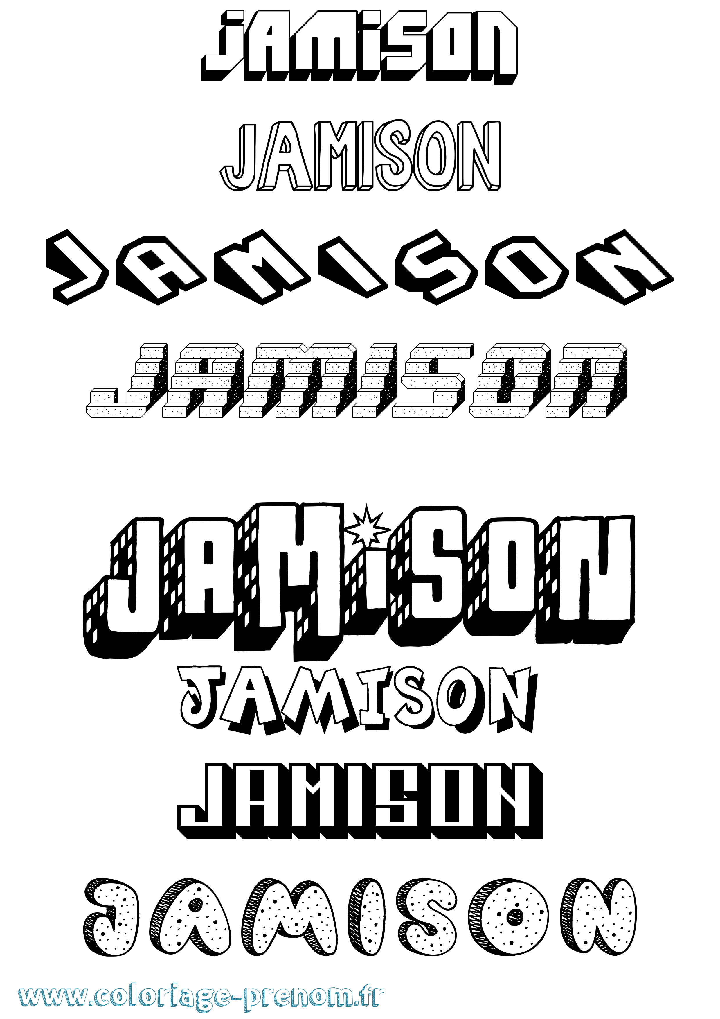 Coloriage Jamison Effet 3D Coloriage prénom Jamison Effet 3D