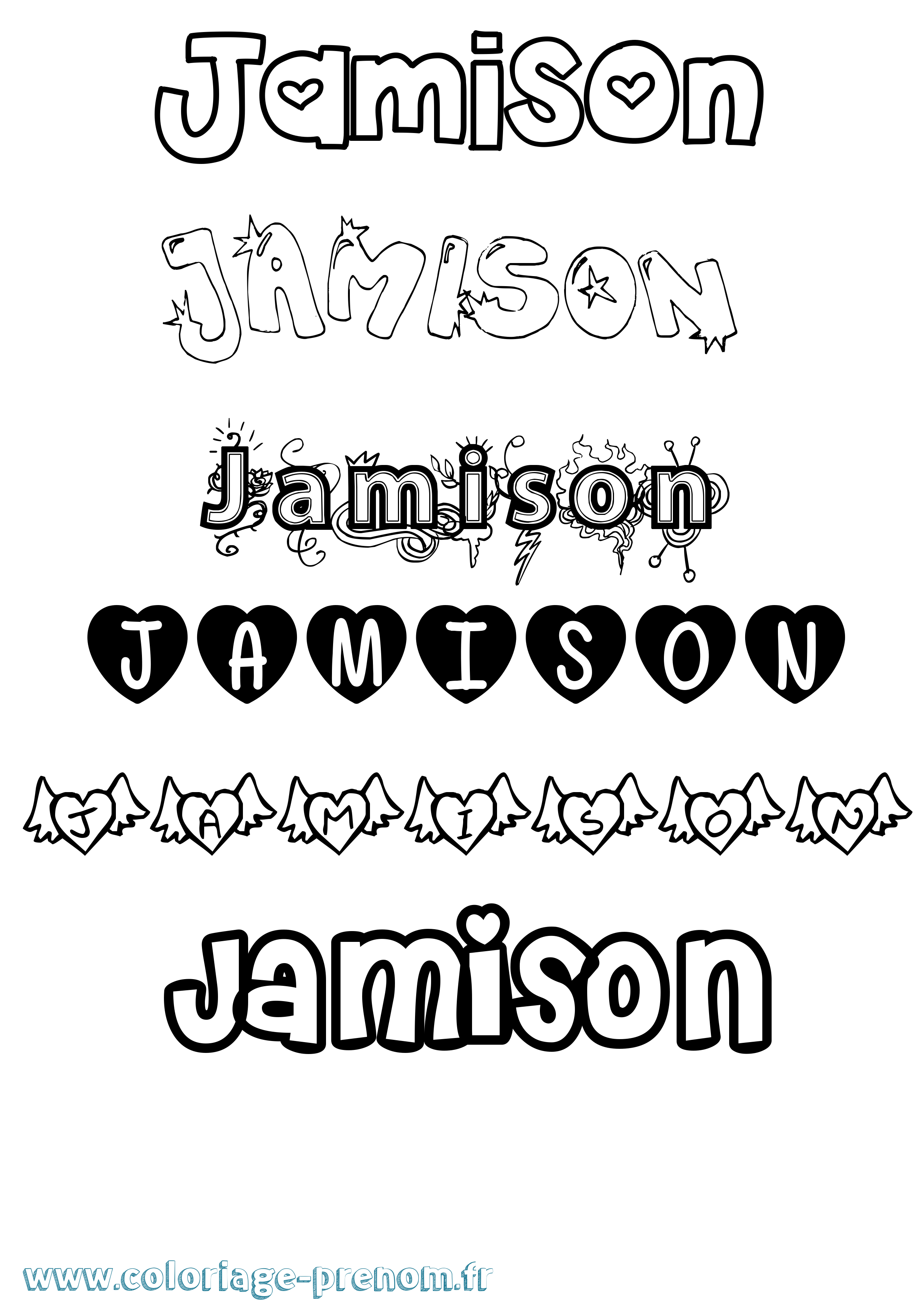 Coloriage Jamison Girly Coloriage prénom Jamison Girly