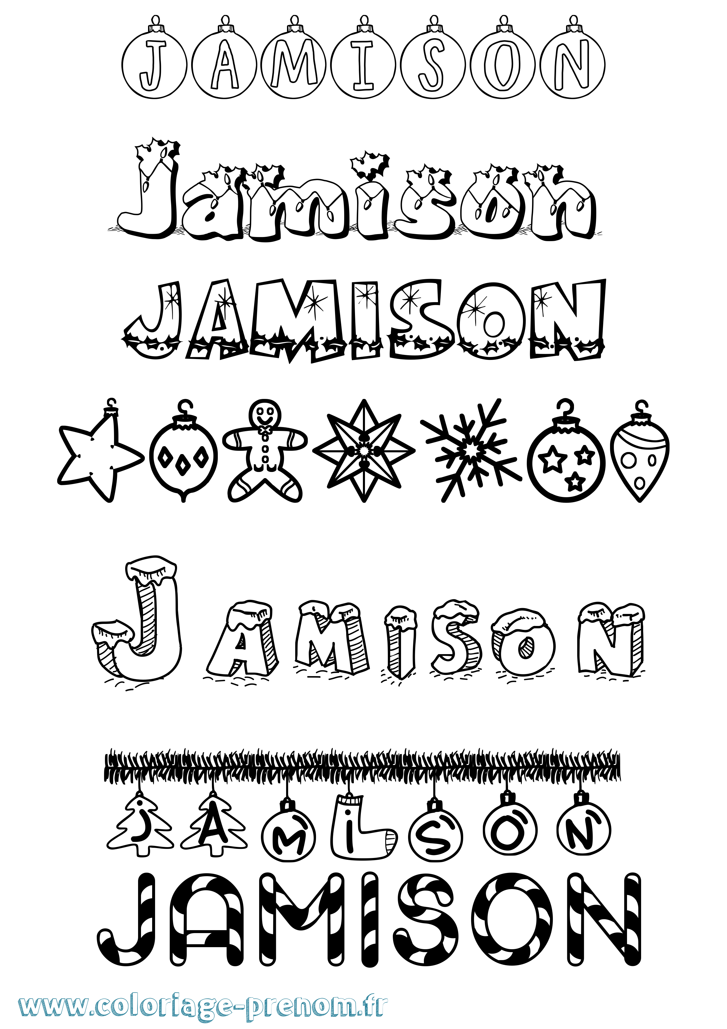 Coloriage Jamison Noël Coloriage prénom Jamison Noël