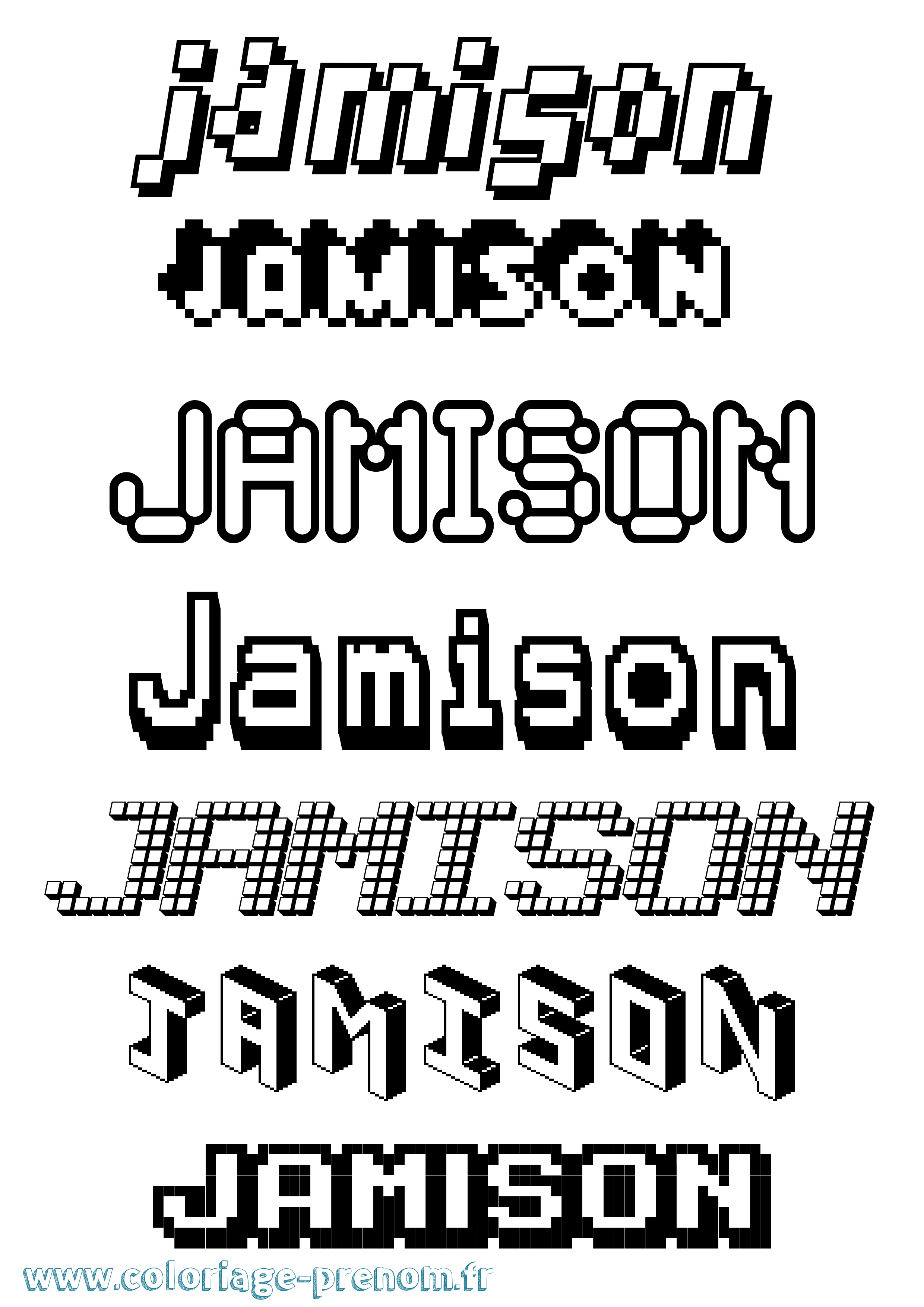 Coloriage Jamison Pixel Coloriage prénom Jamison Pixel