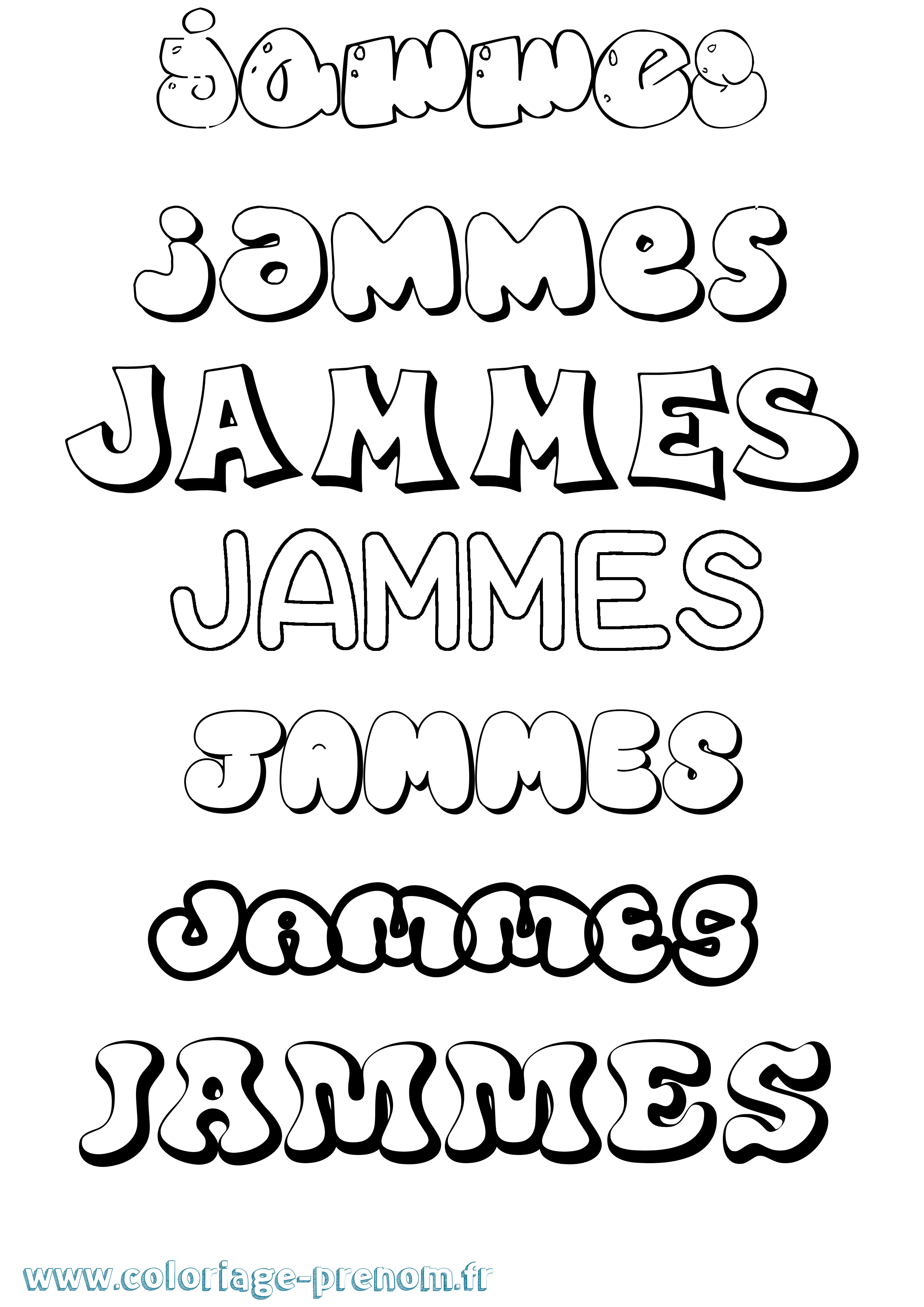 Coloriage Jammes Bubble Coloriage prénom Jammes Bubble