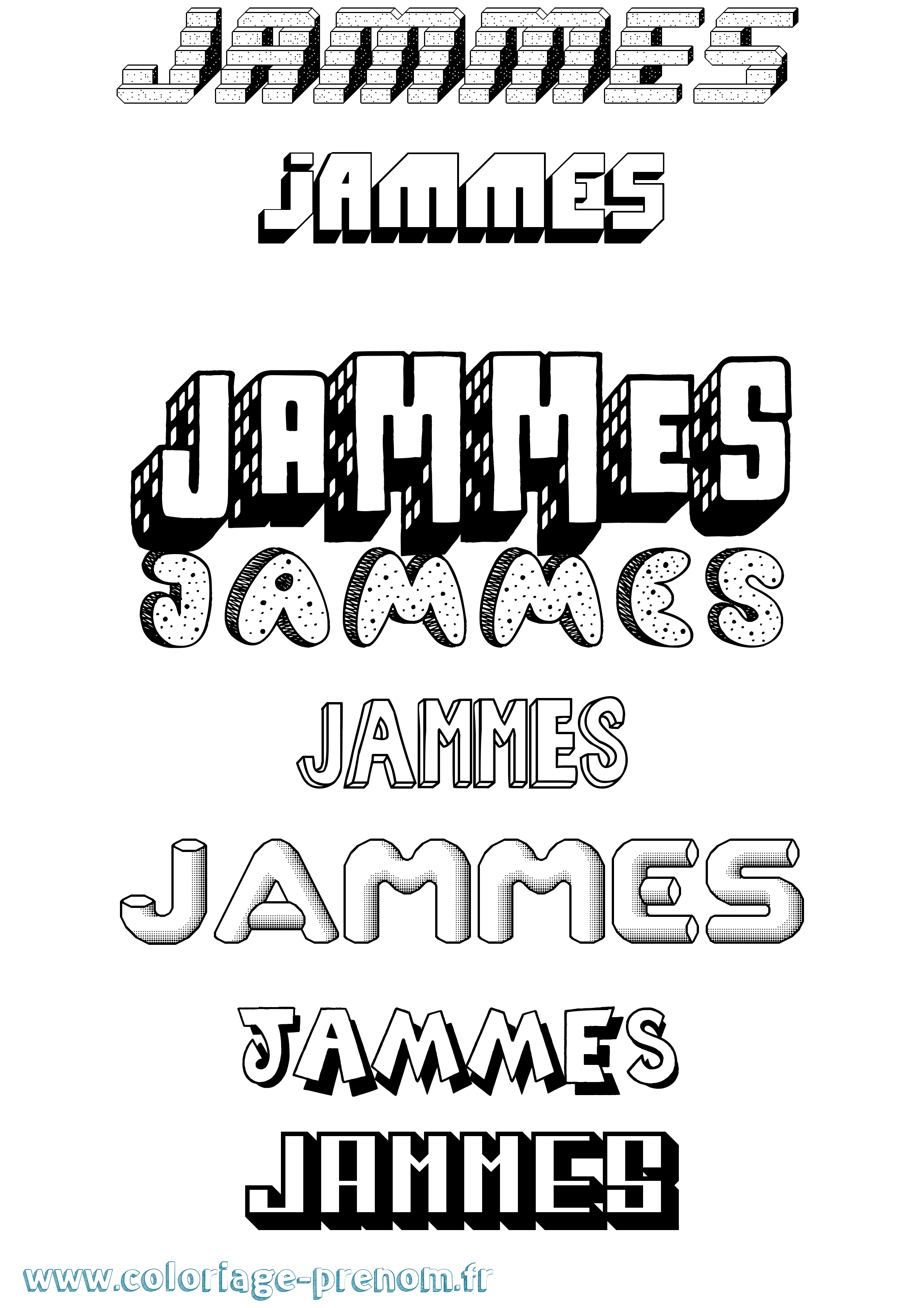 Coloriage Jammes Effet 3D Coloriage prénom Jammes Effet 3D
