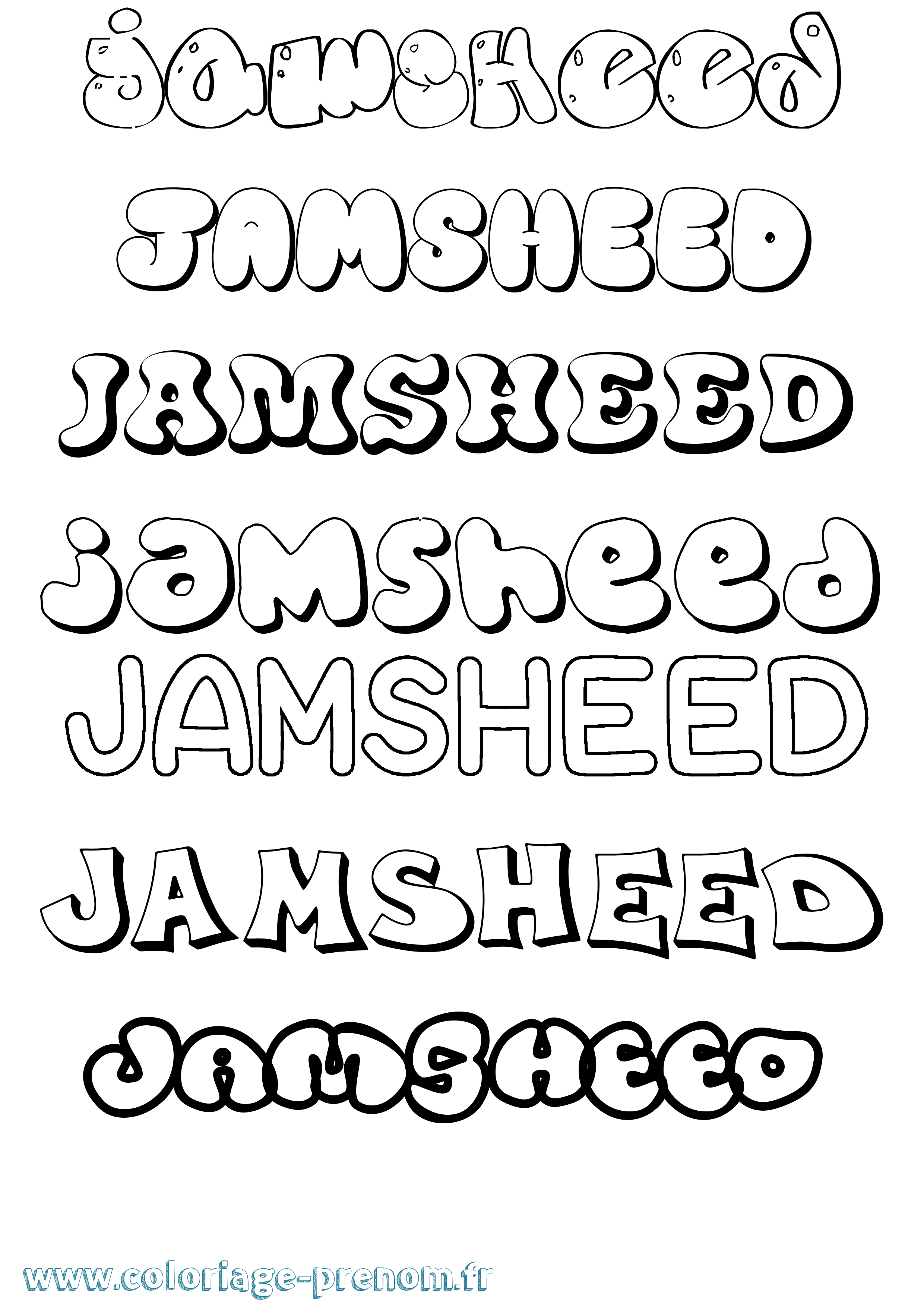 Coloriage Jamsheed Bubble Coloriage prénom Jamsheed Bubble