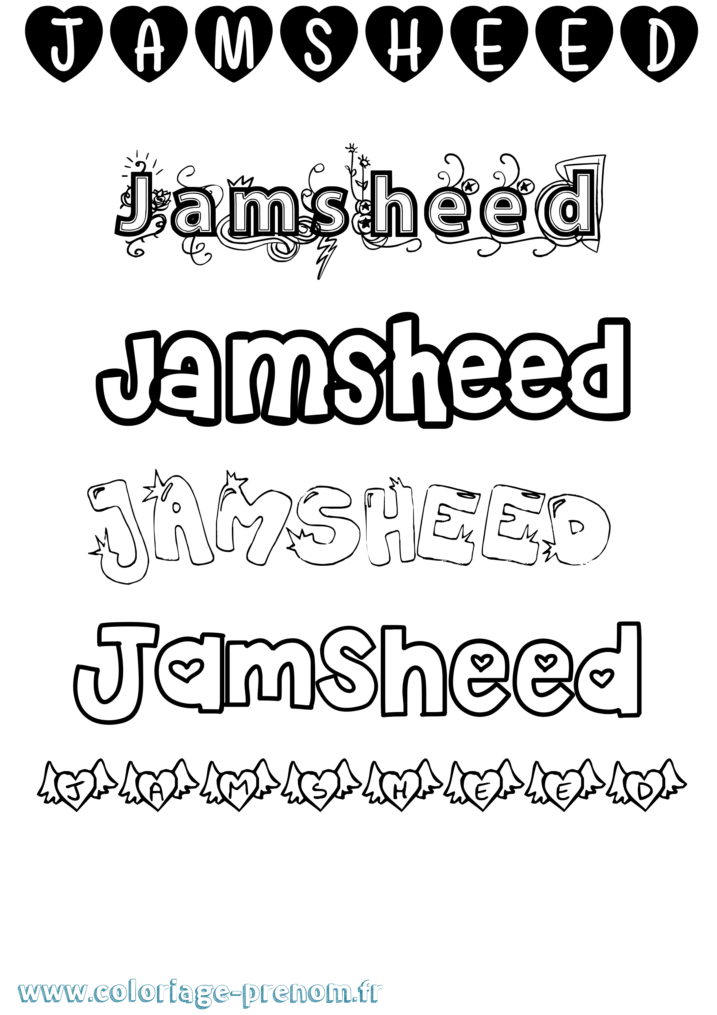 Coloriage Jamsheed Girly Coloriage prénom Jamsheed Girly