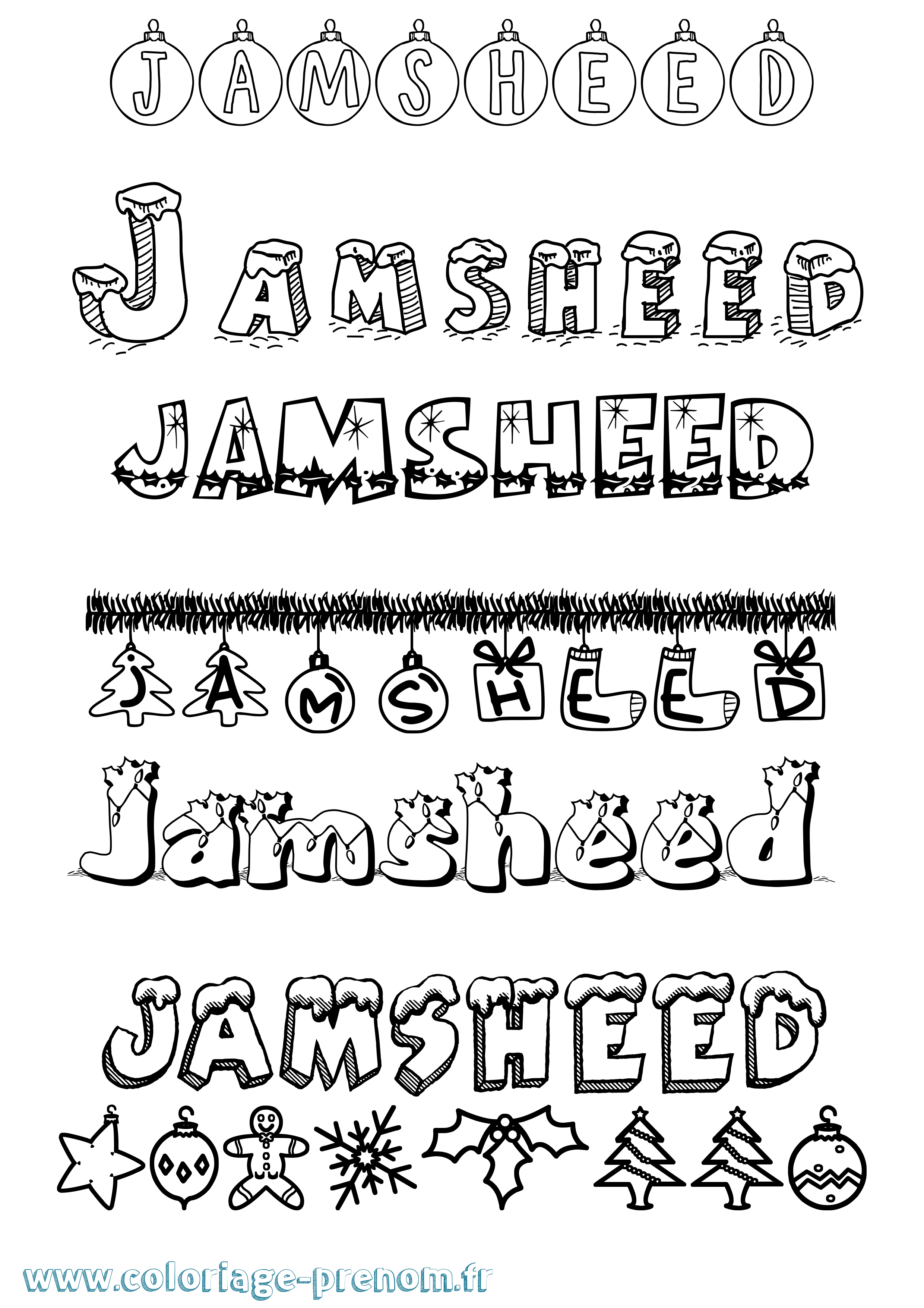 Coloriage Jamsheed Noël Coloriage prénom Jamsheed Noël