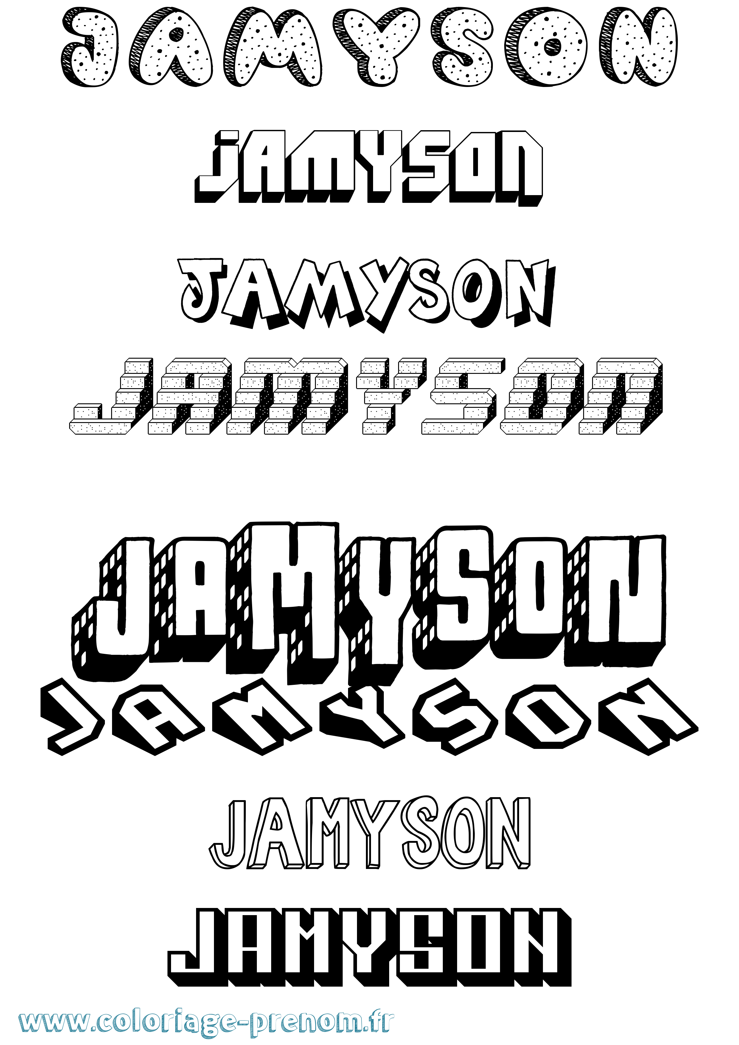 Coloriage Jamyson Effet 3D Coloriage prénom Jamyson Effet 3D