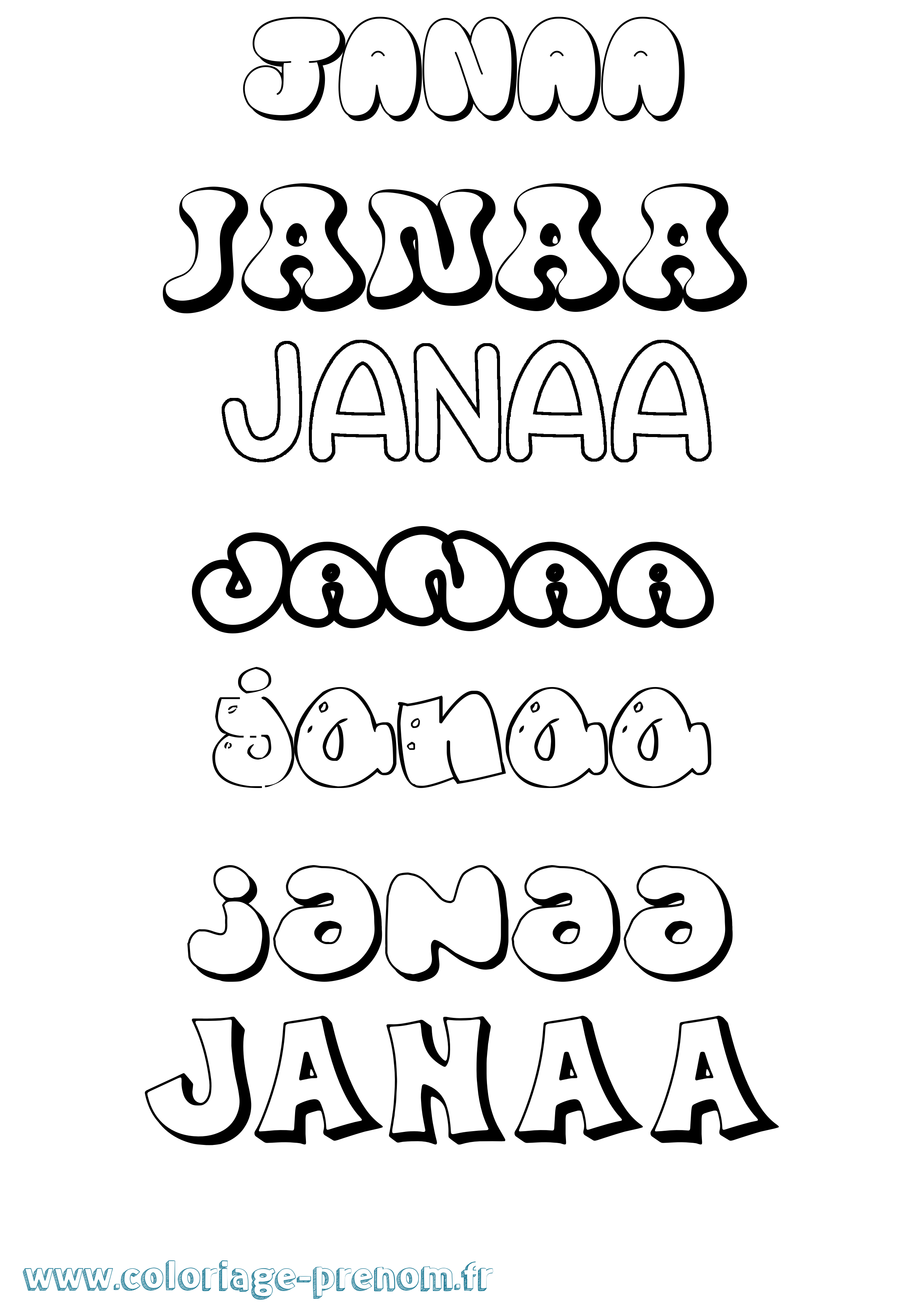 Coloriage Janaa Bubble Coloriage prénom Janaa Bubble