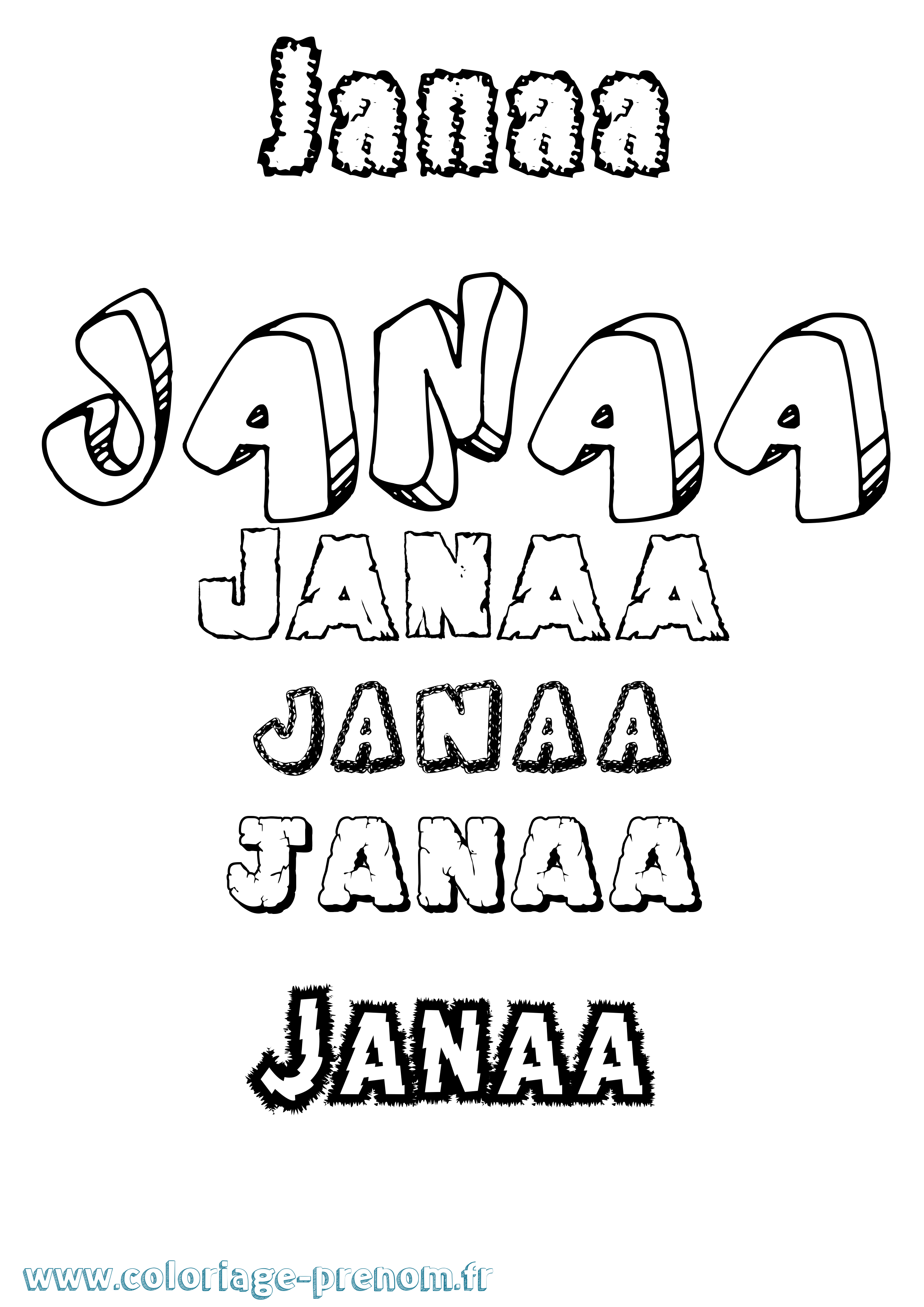Coloriage Janaa Destructuré Coloriage prénom Janaa Destructuré