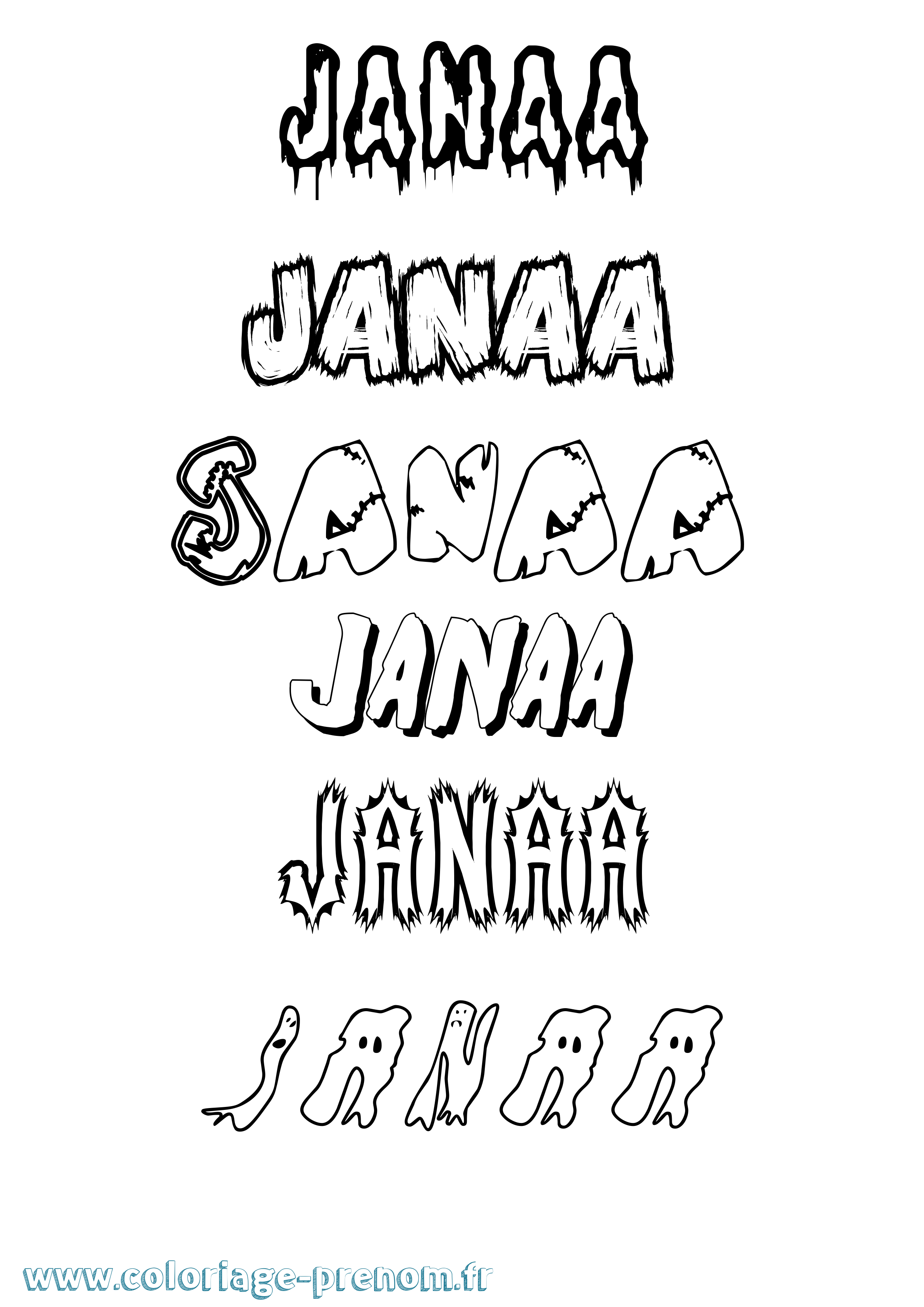 Coloriage Janaa Frisson Coloriage prénom Janaa Frisson