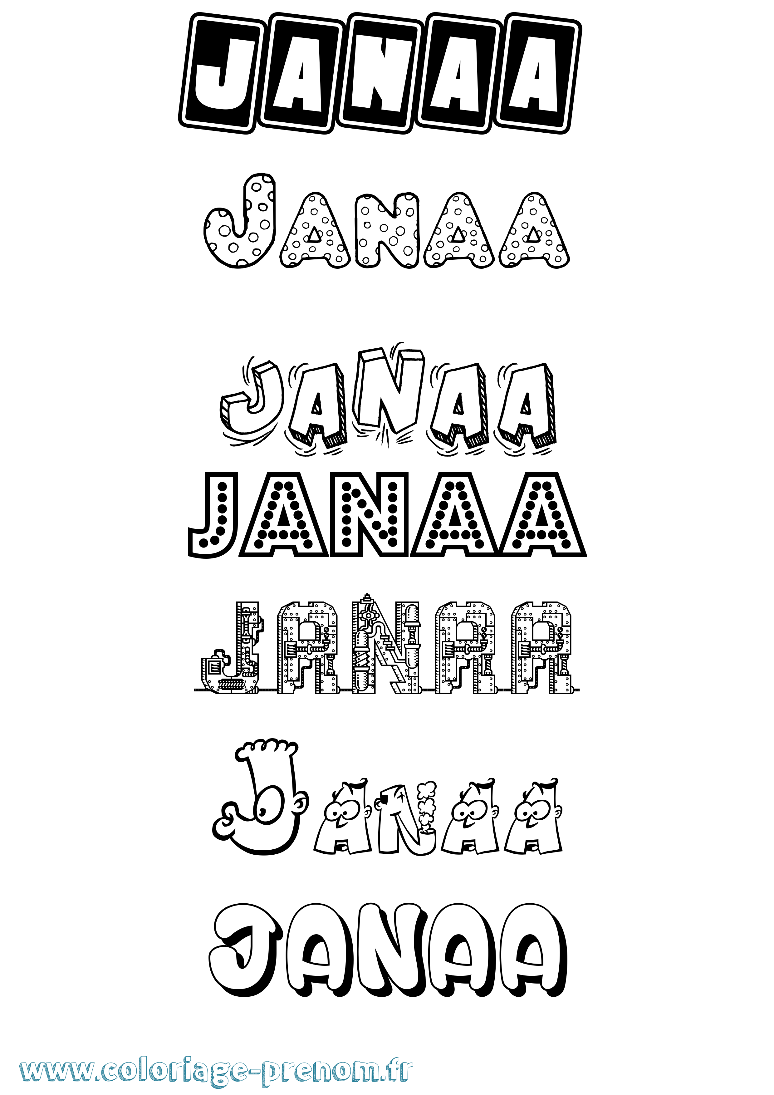 Coloriage Janaa Fun Coloriage prénom Janaa Fun