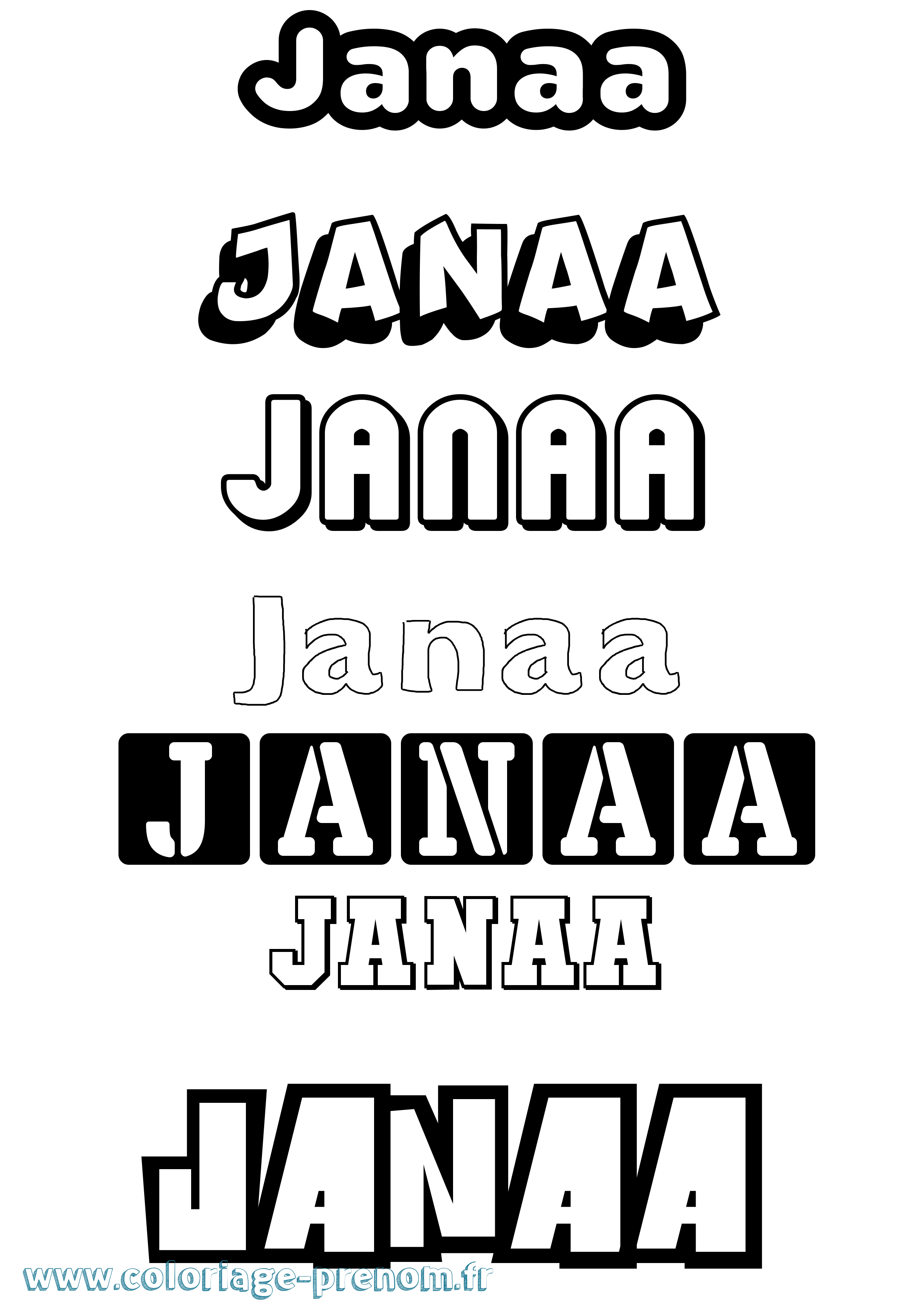 Coloriage Janaa Simple Coloriage prénom Janaa Simple