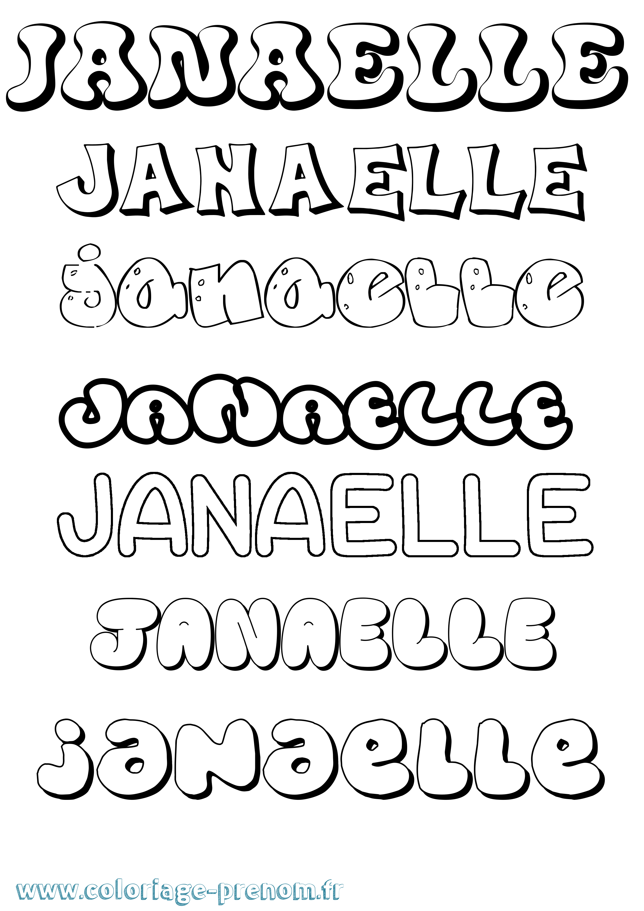 Coloriage Janaelle Bubble Coloriage prénom Janaelle Bubble