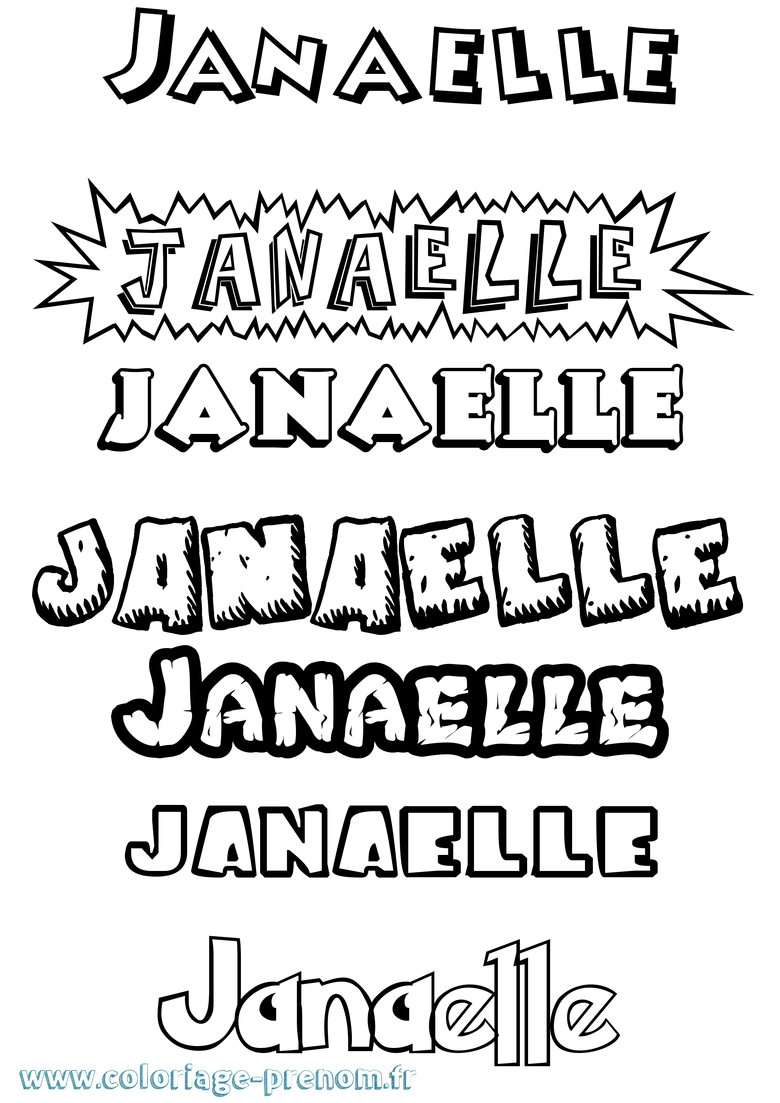 Coloriage Janaelle Dessin Animé Coloriage prénom Janaelle Dessin Animé