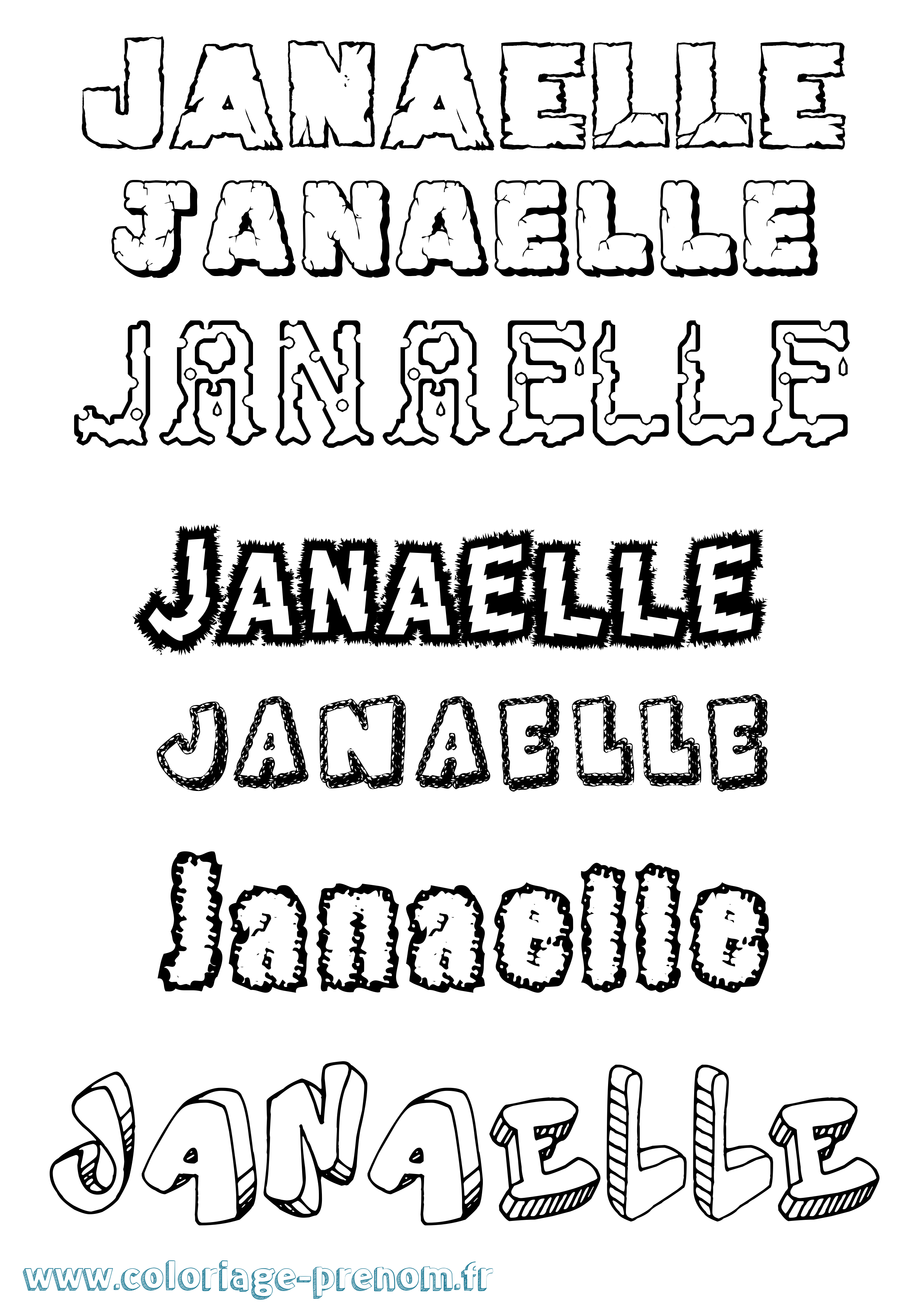 Coloriage Janaelle Destructuré Coloriage prénom Janaelle Destructuré