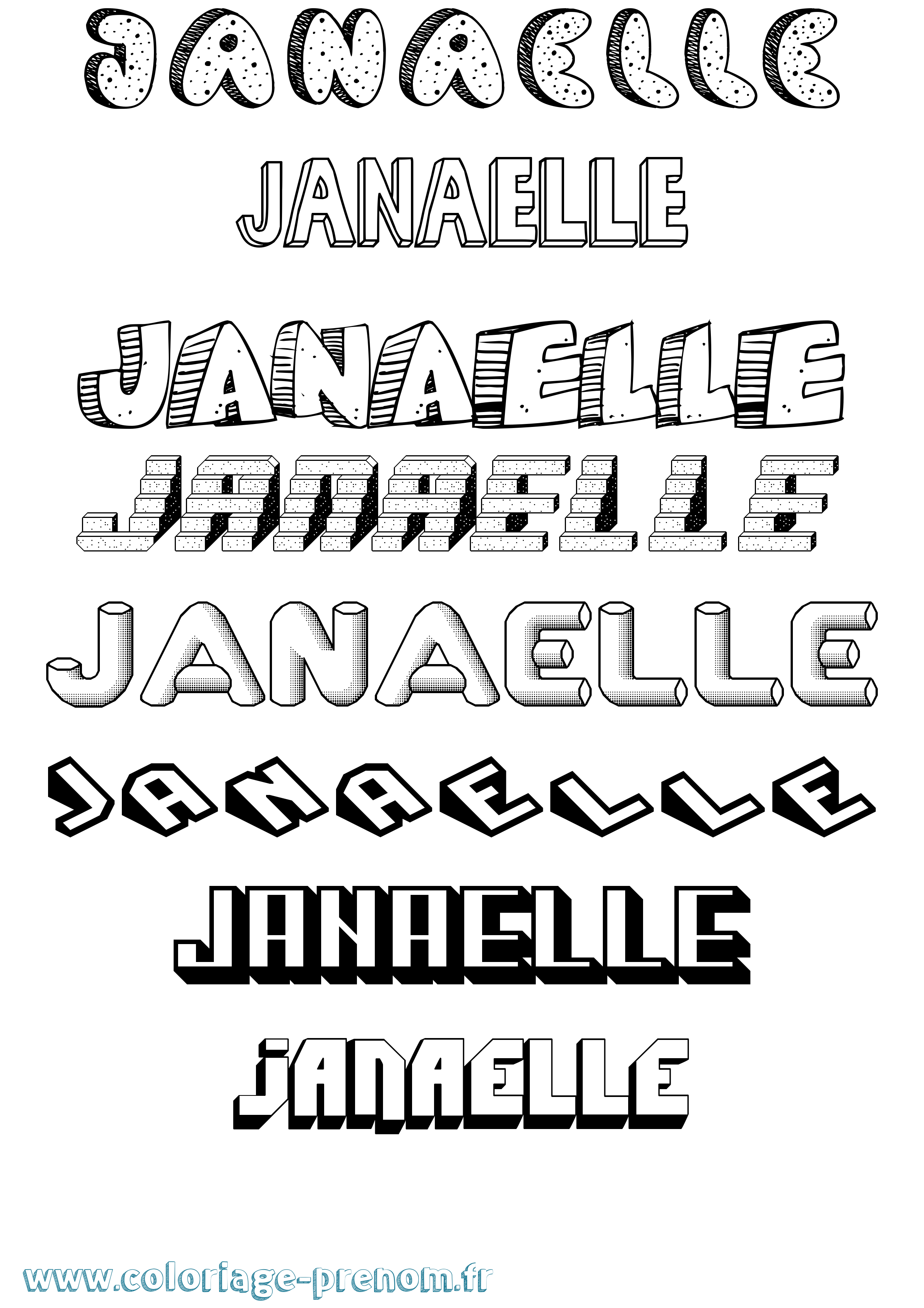 Coloriage Janaelle Effet 3D Coloriage prénom Janaelle Effet 3D
