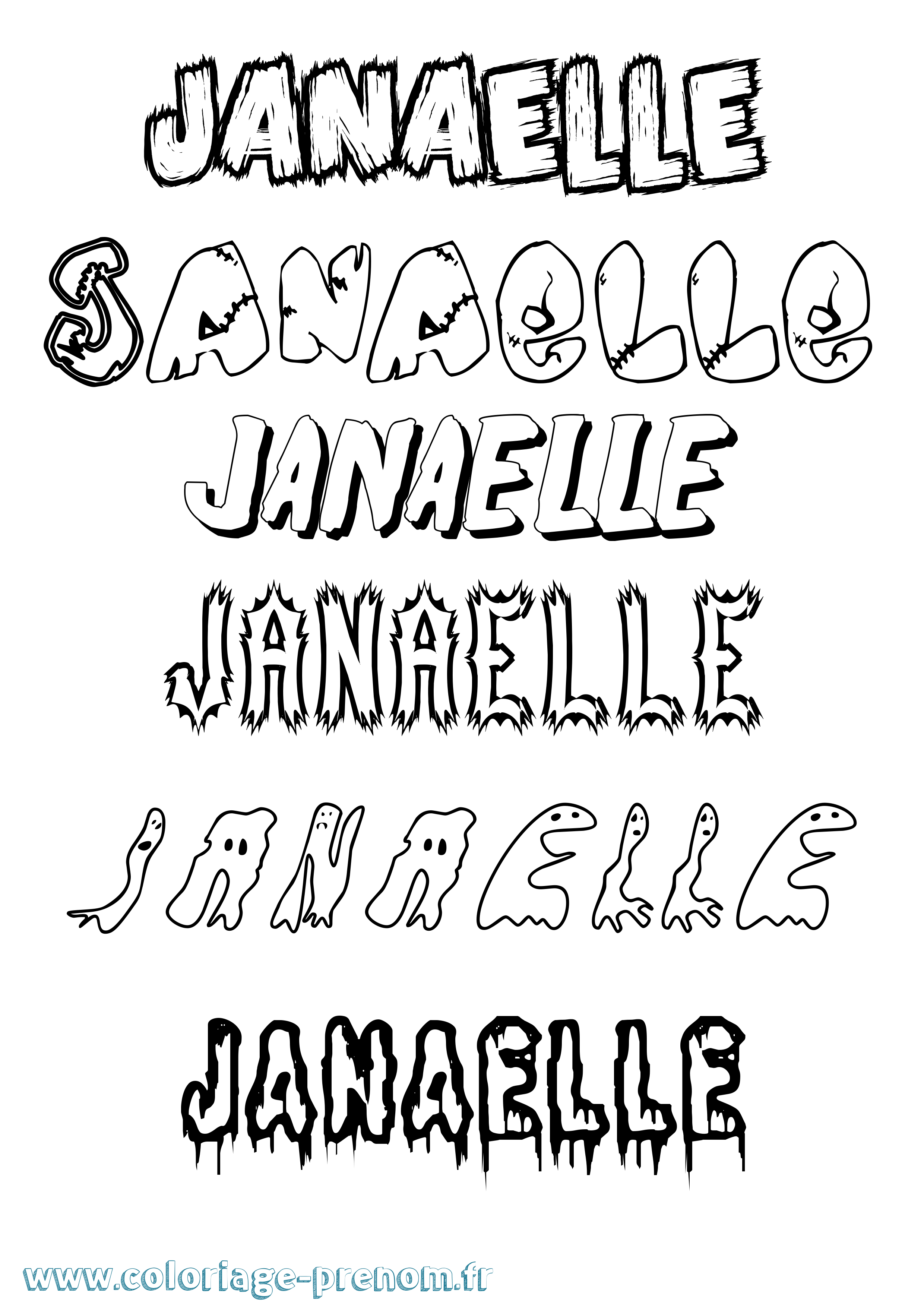 Coloriage Janaelle Frisson Coloriage prénom Janaelle Frisson