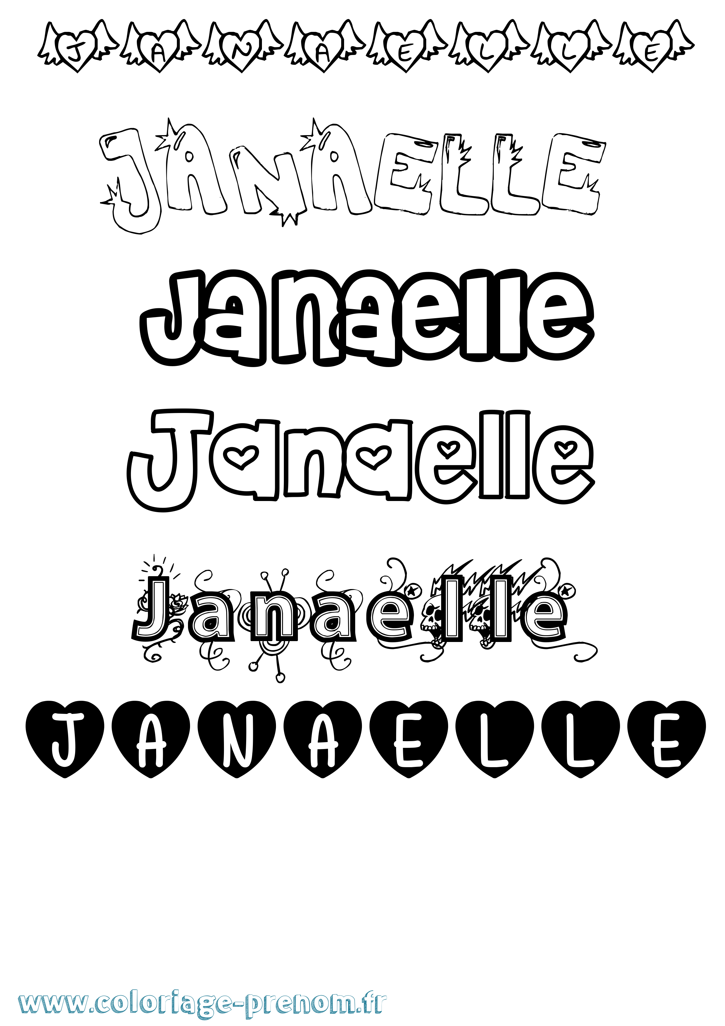Coloriage Janaelle Girly Coloriage prénom Janaelle Girly