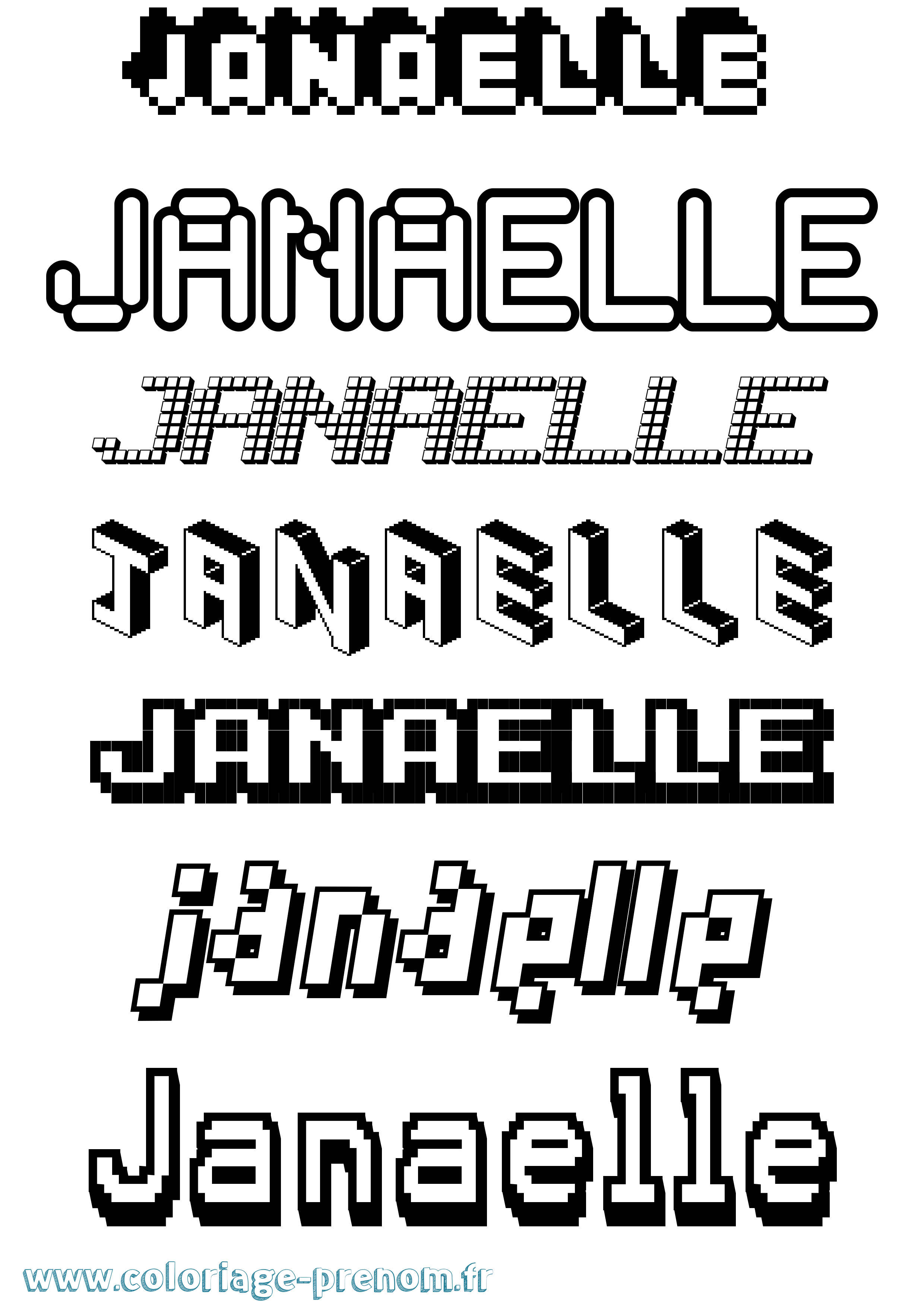 Coloriage Janaelle Pixel Coloriage prénom Janaelle Pixel