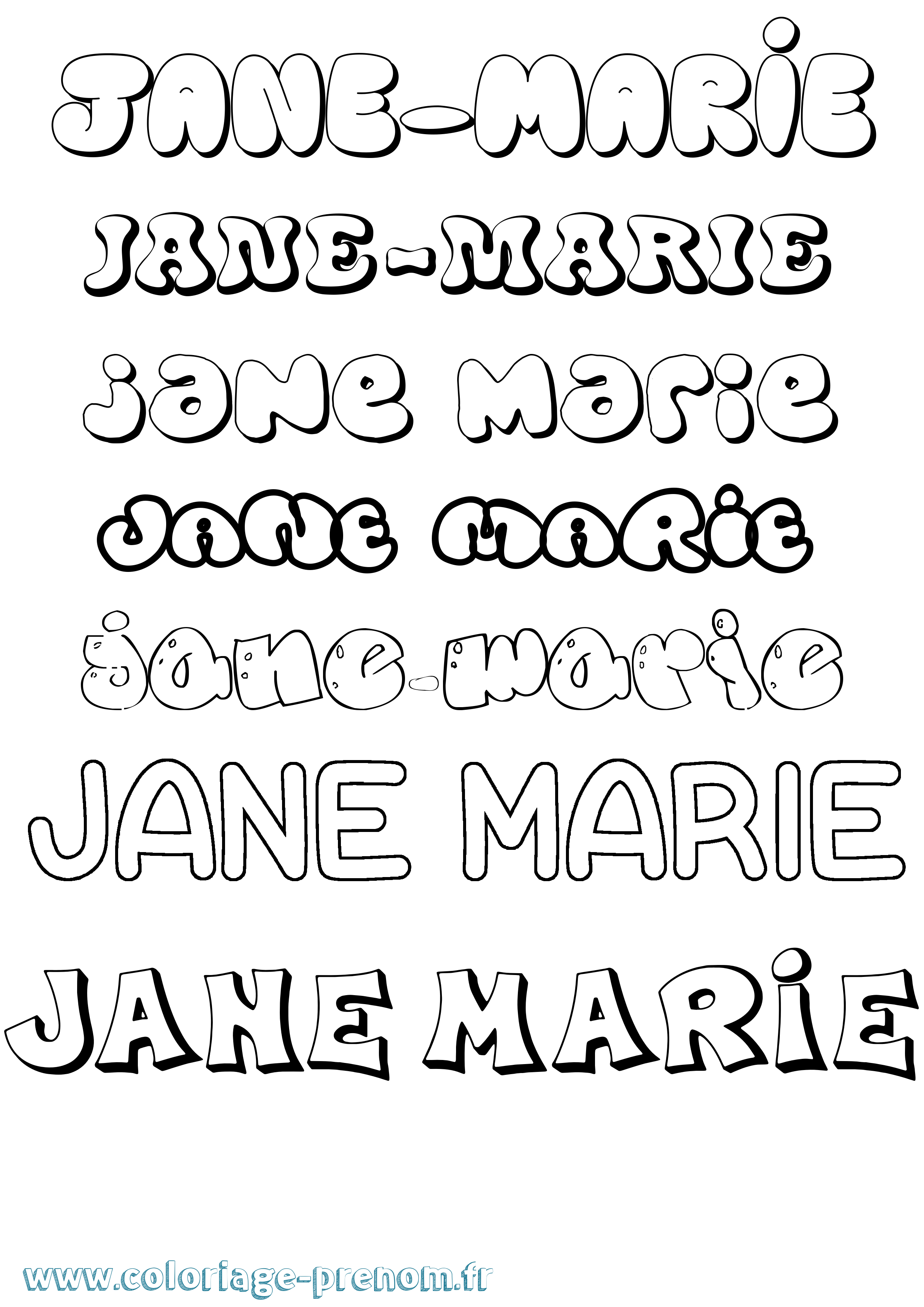 Coloriage Jane-Marie Bubble Coloriage prénom Jane-Marie Bubble