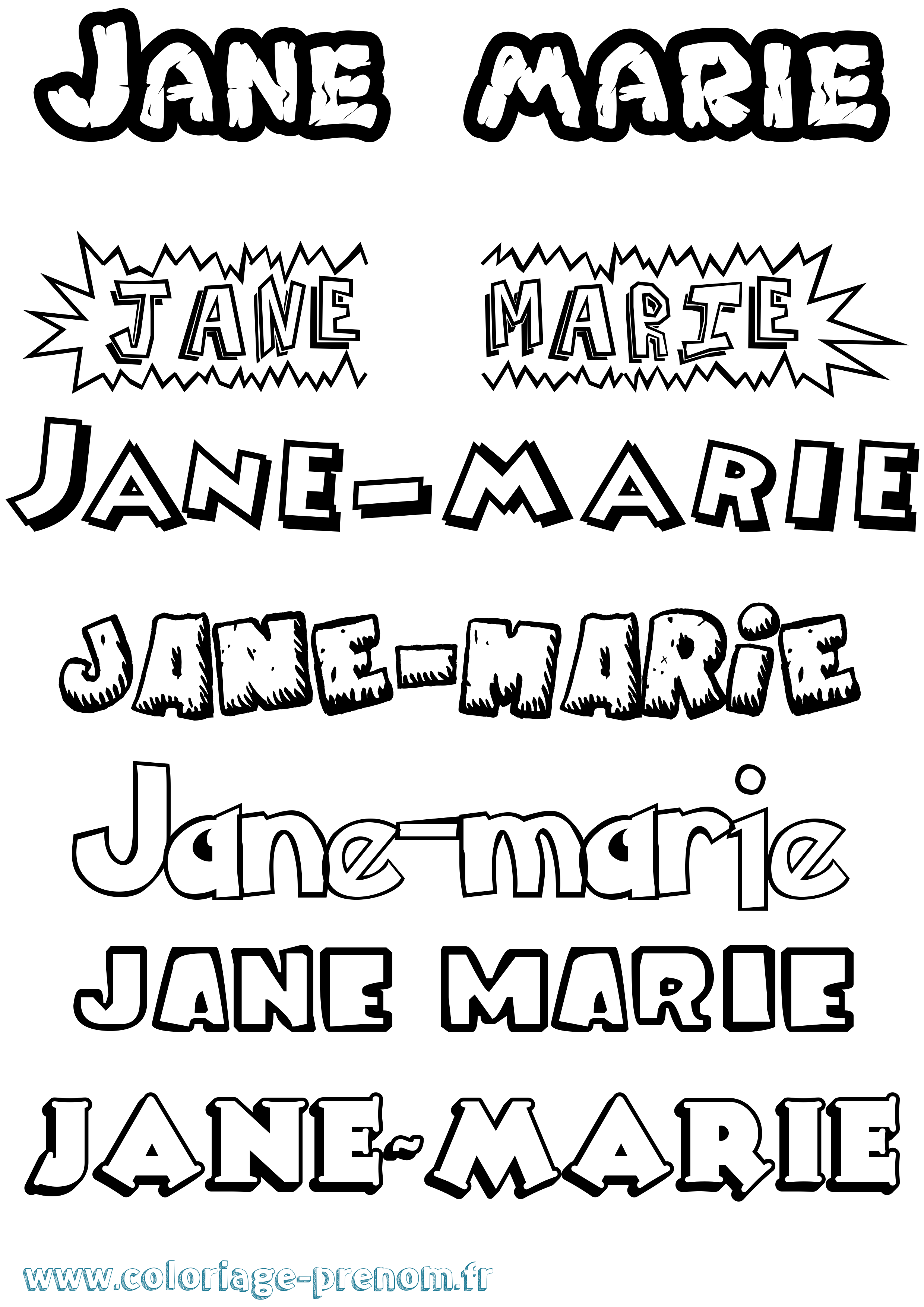 Coloriage Jane-Marie Dessin Animé Coloriage prénom Jane-Marie Dessin Animé