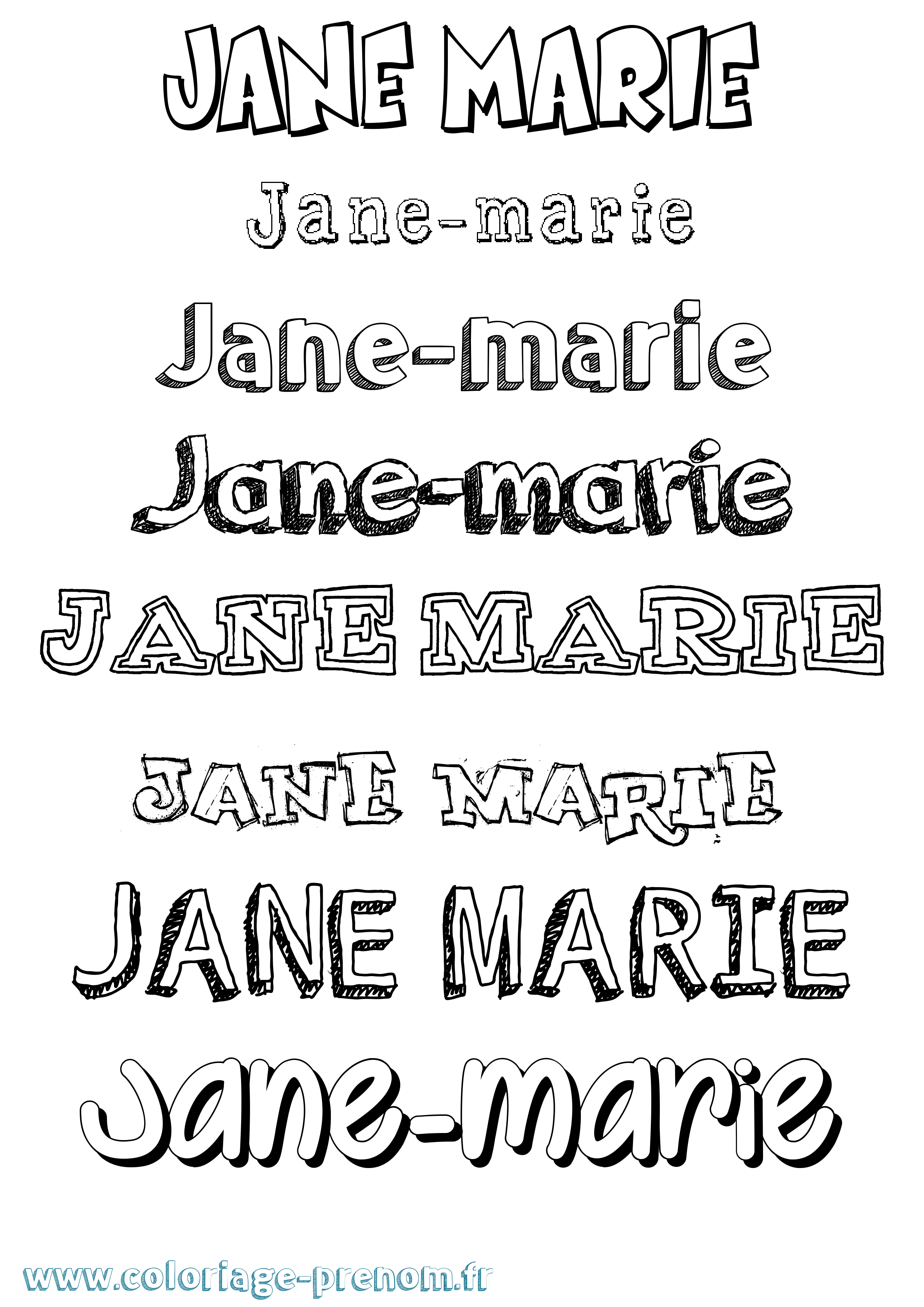 Coloriage Jane-Marie Dessiné Coloriage prénom Jane-Marie Dessiné
