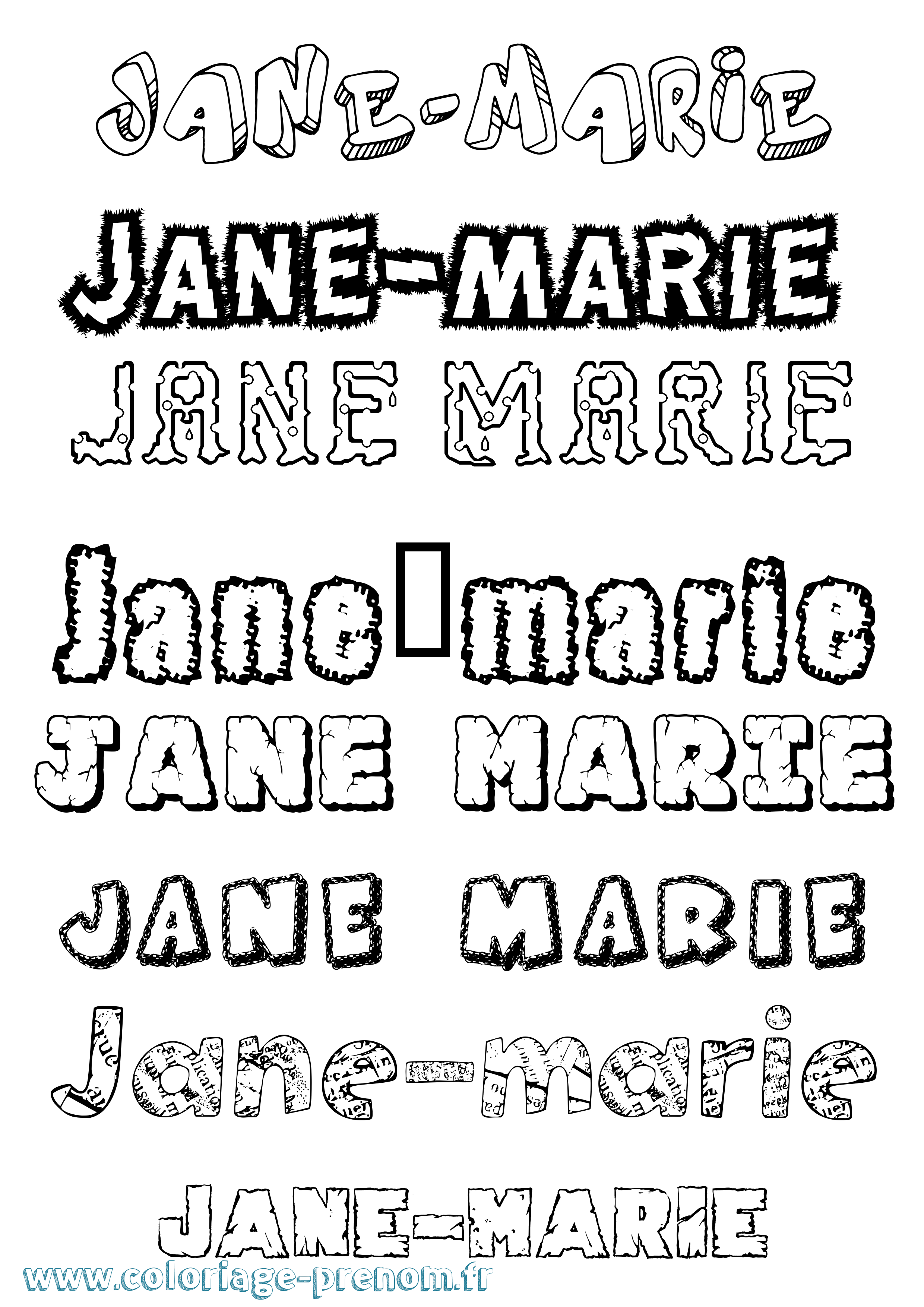 Coloriage Jane-Marie Destructuré Coloriage prénom Jane-Marie Destructuré