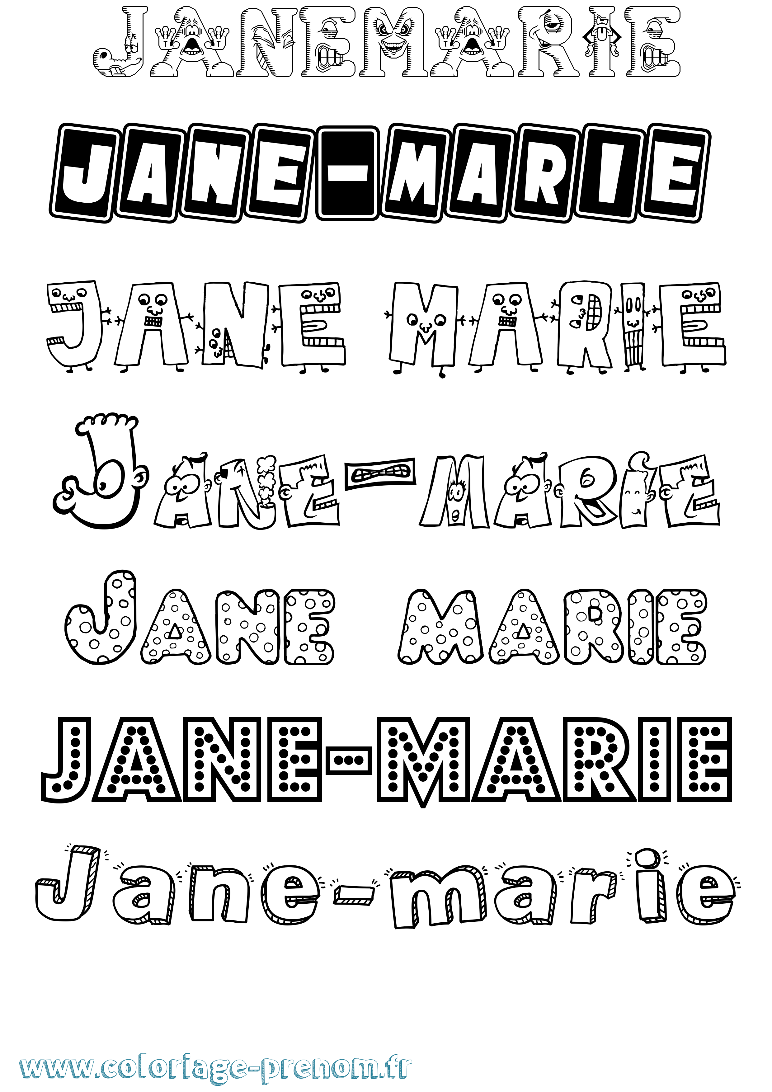 Coloriage Jane-Marie Fun Coloriage prénom Jane-Marie Fun