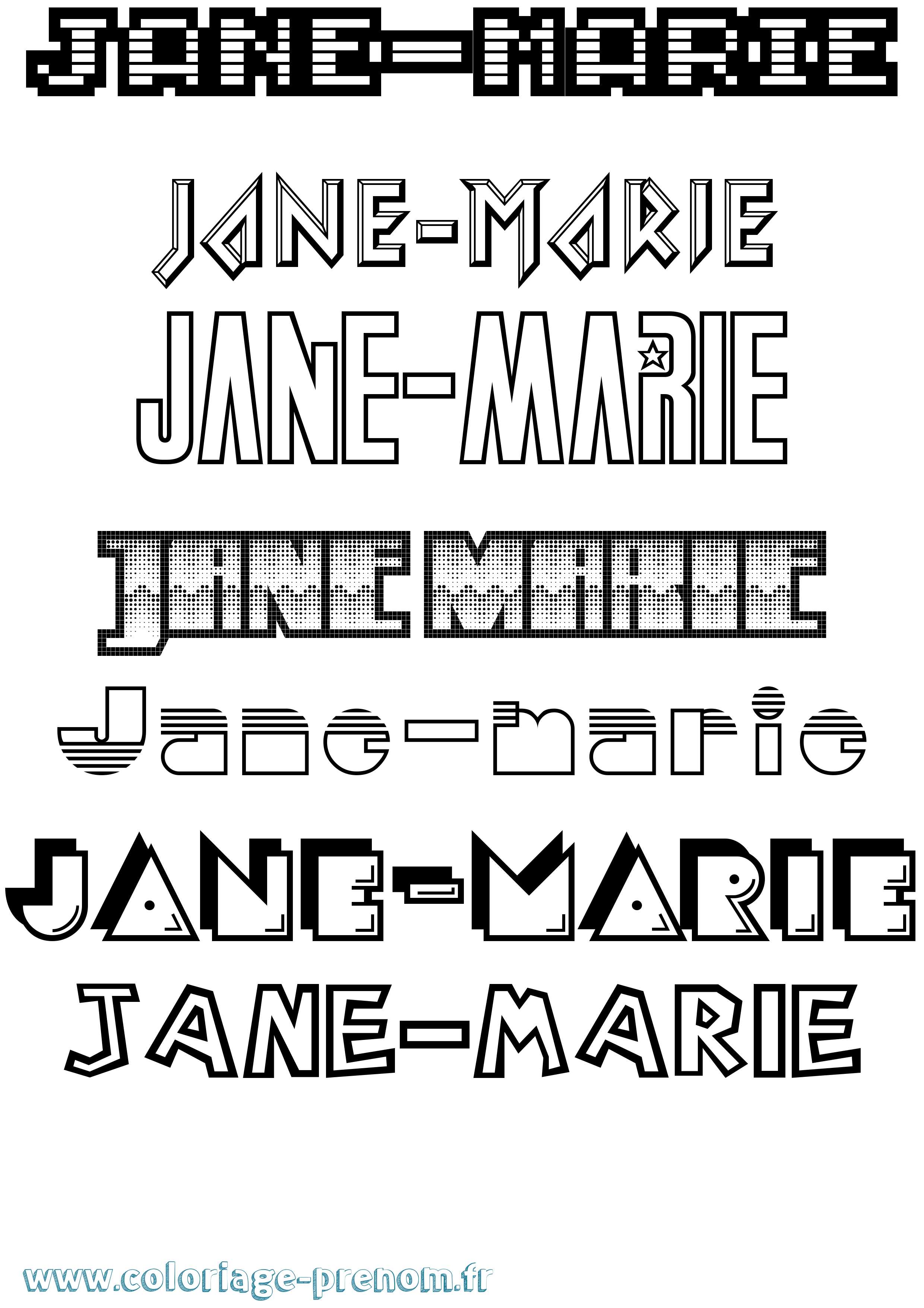 Coloriage Jane-Marie Jeux Vidéos Coloriage prénom Jane-Marie Jeux Vidéos