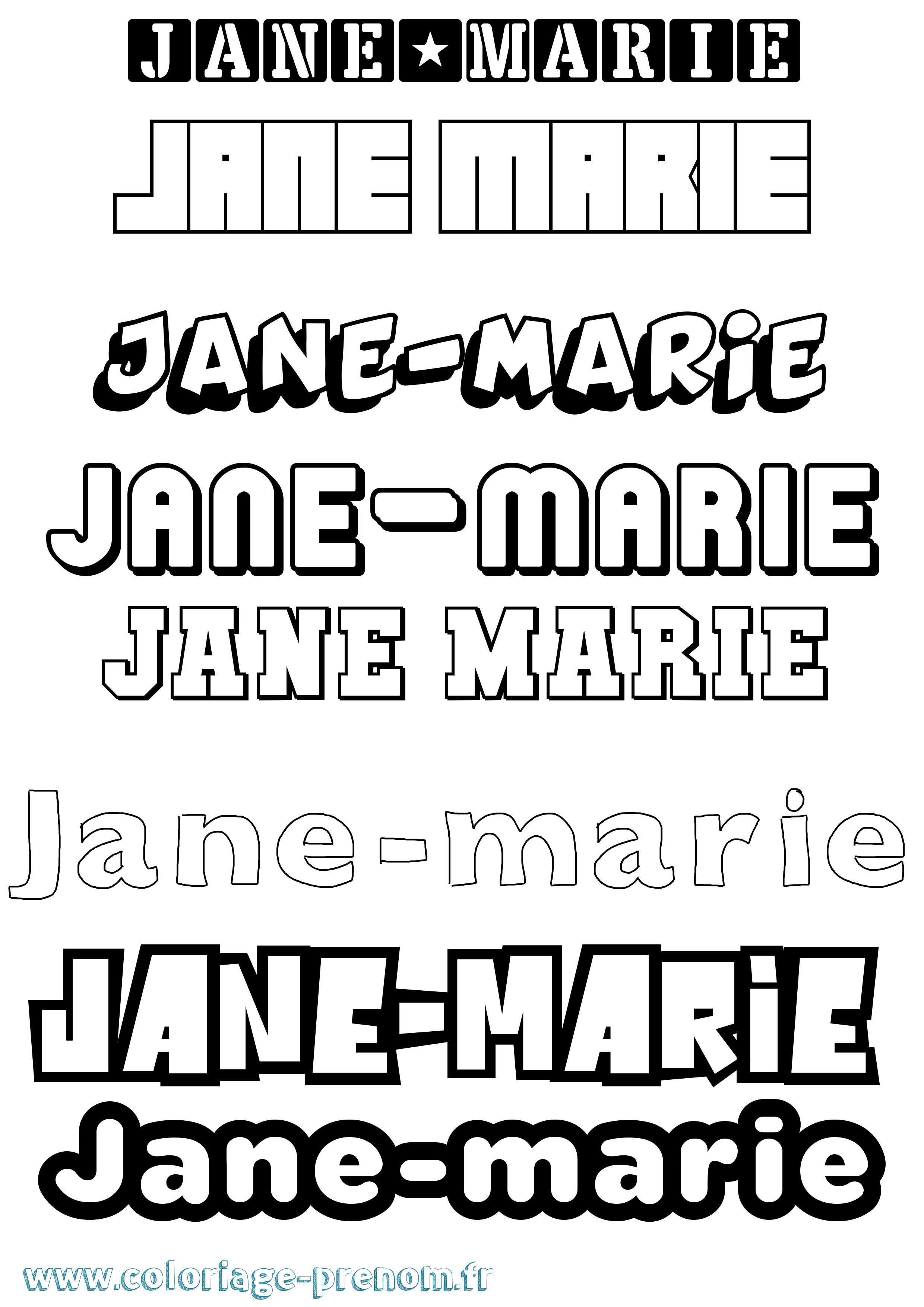 Coloriage Jane-Marie Simple Coloriage prénom Jane-Marie Simple