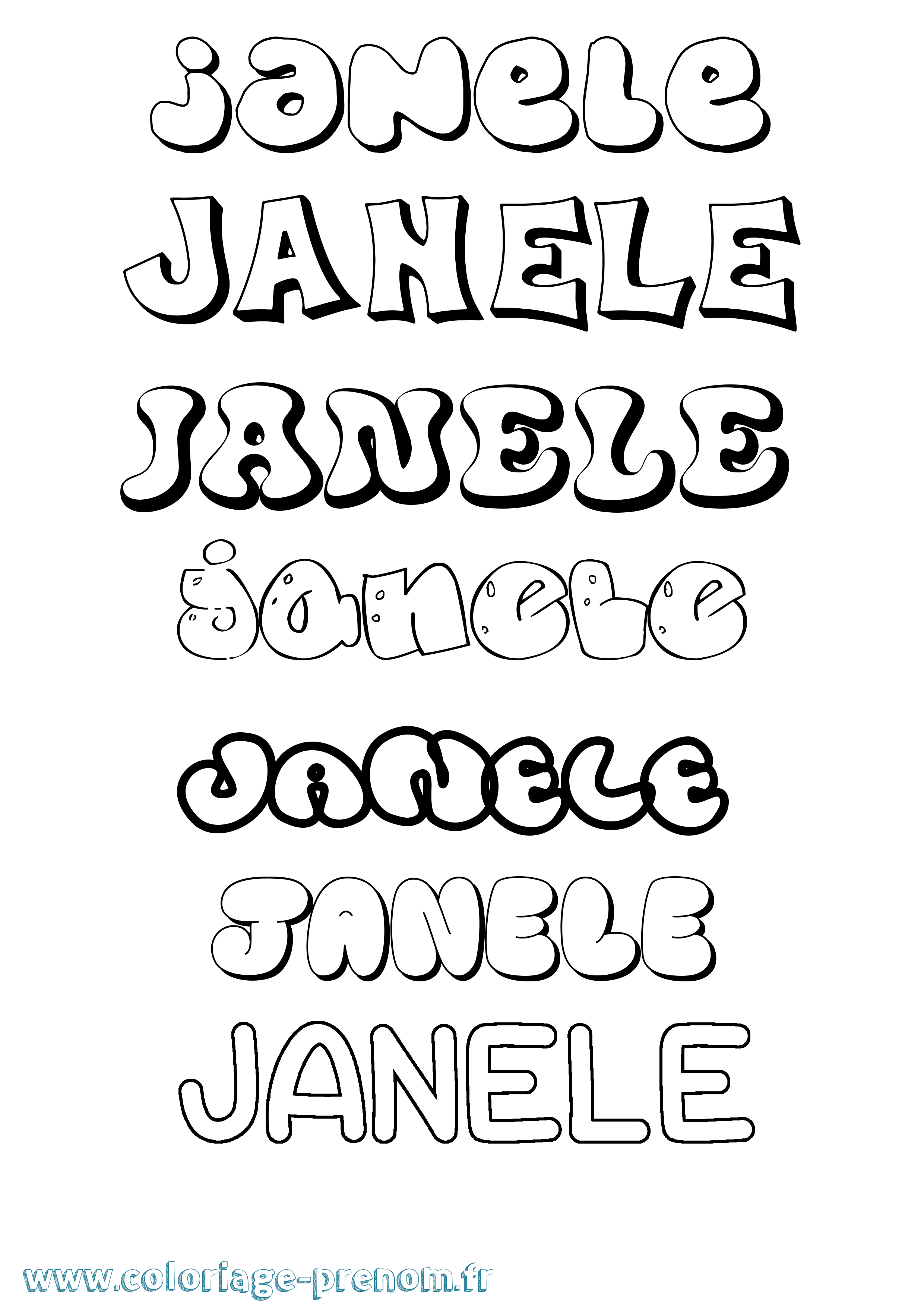 Coloriage Janele Bubble Coloriage prénom Janele Bubble