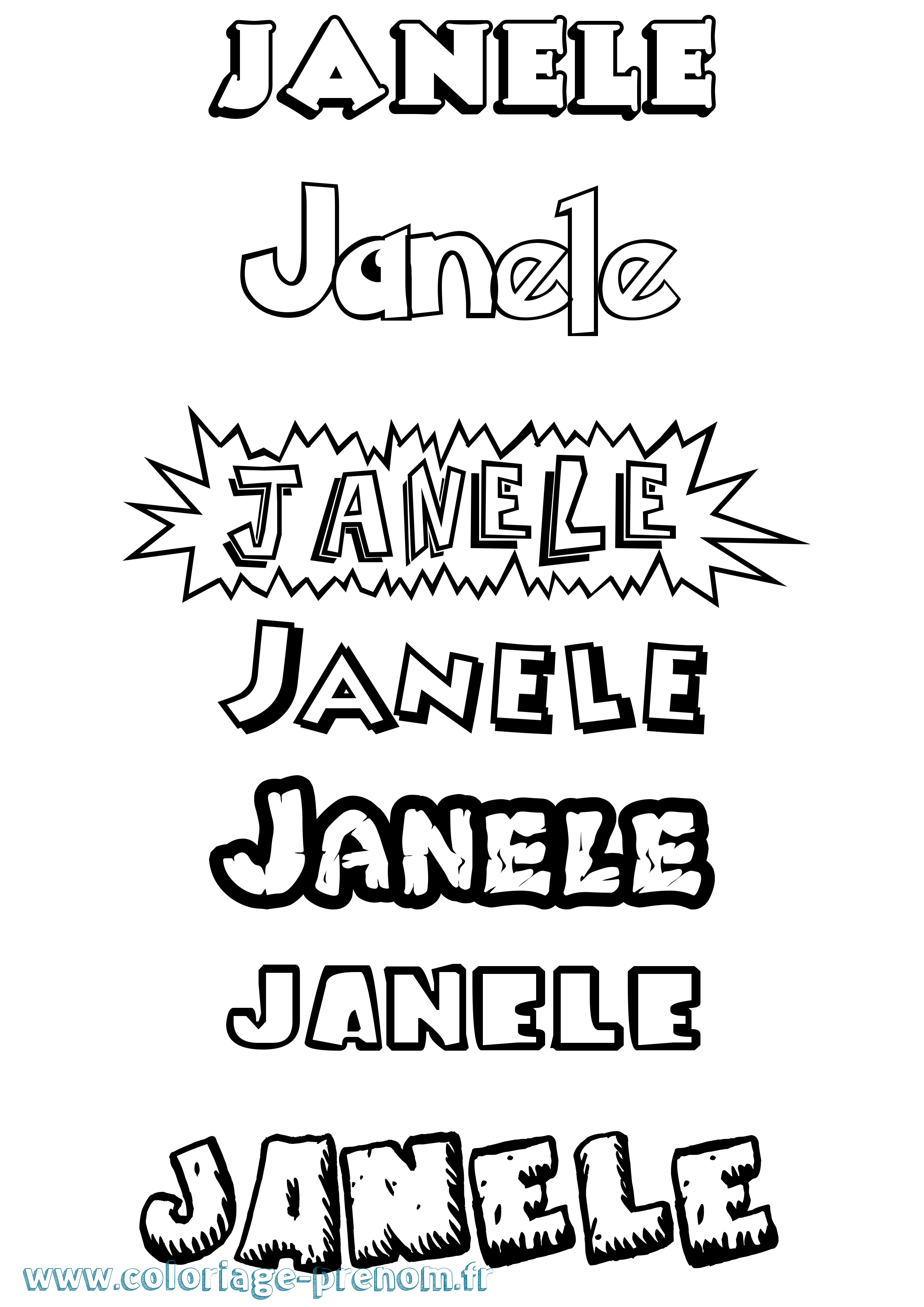 Coloriage Janele Dessin Animé Coloriage prénom Janele Dessin Animé