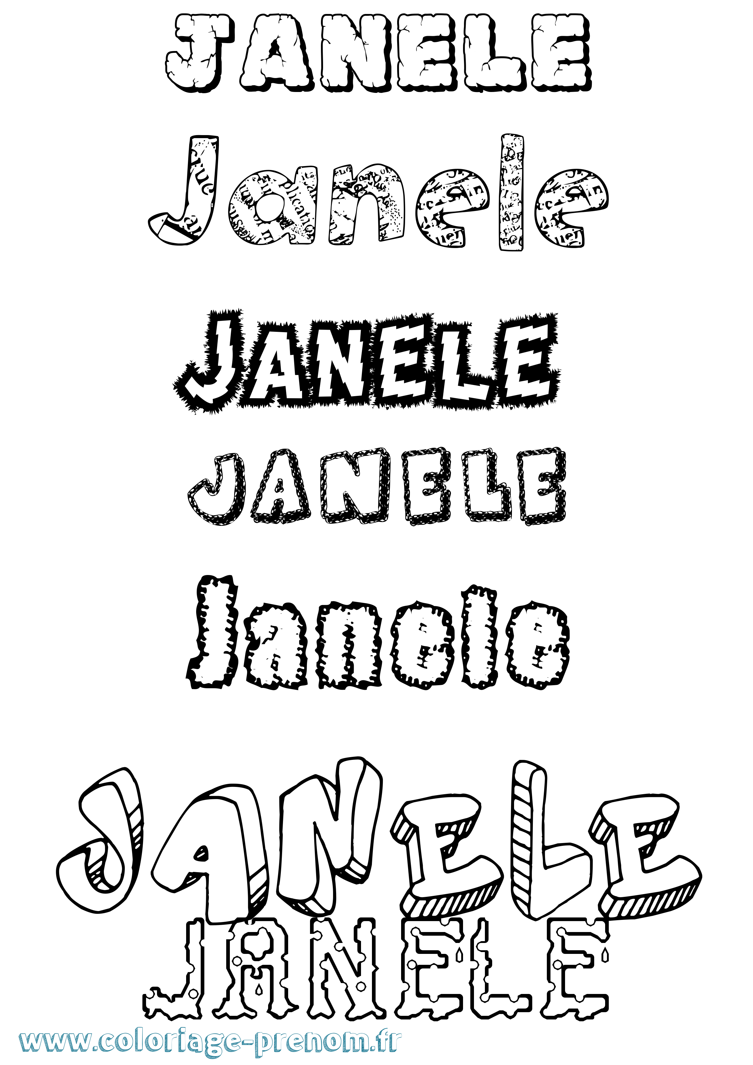 Coloriage Janele Destructuré Coloriage prénom Janele Destructuré