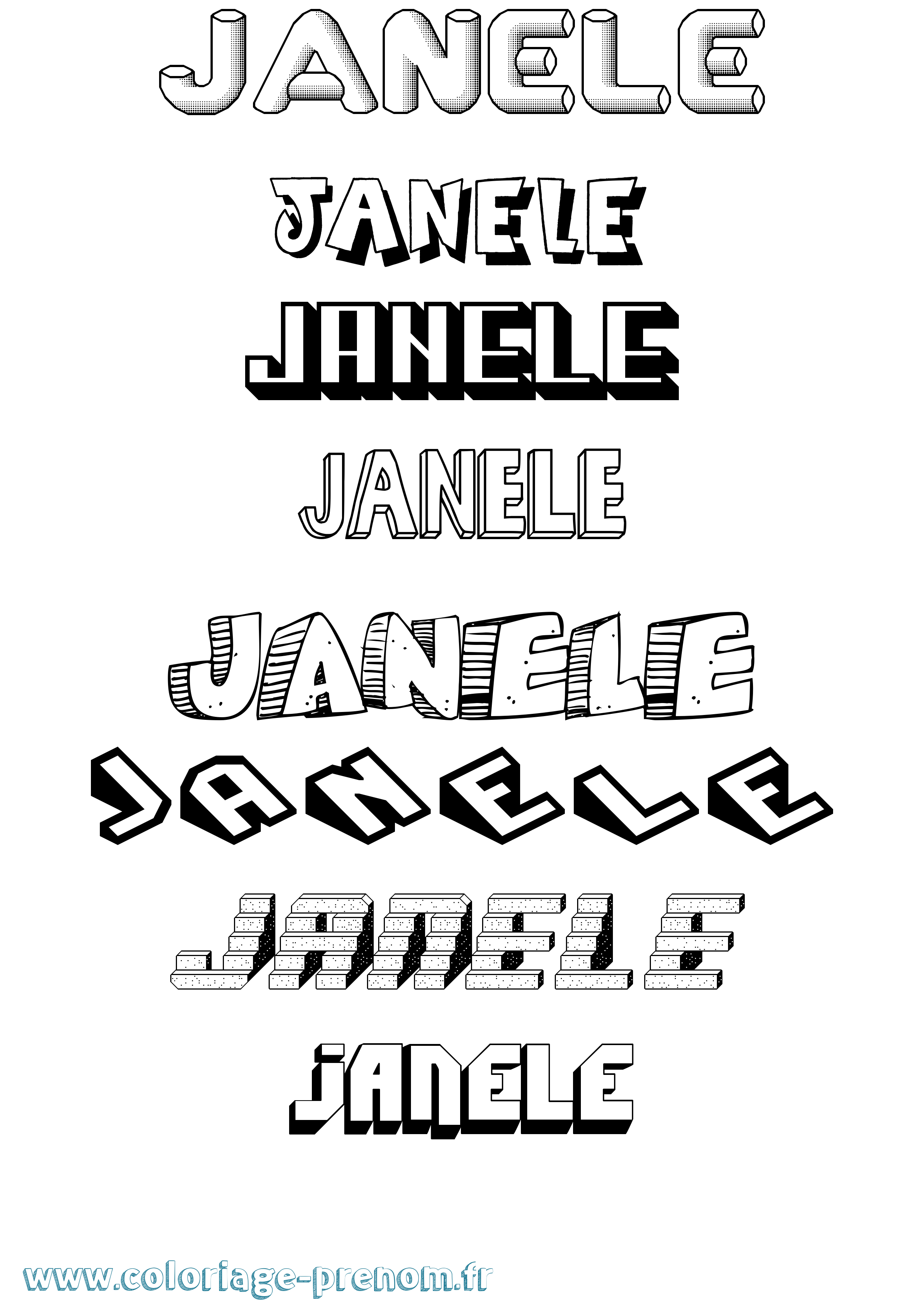Coloriage Janele Effet 3D Coloriage prénom Janele Effet 3D