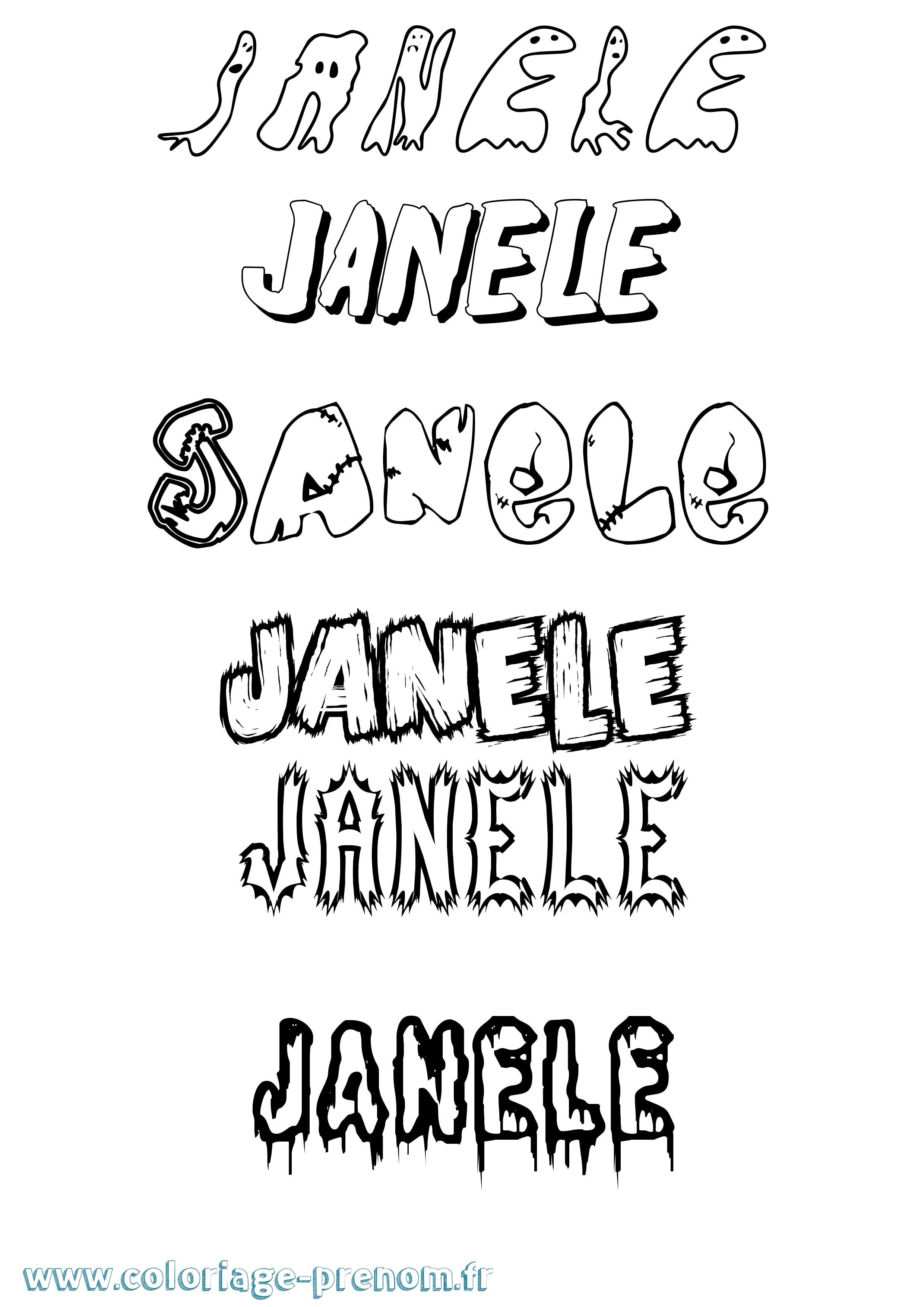 Coloriage Janele Frisson Coloriage prénom Janele Frisson