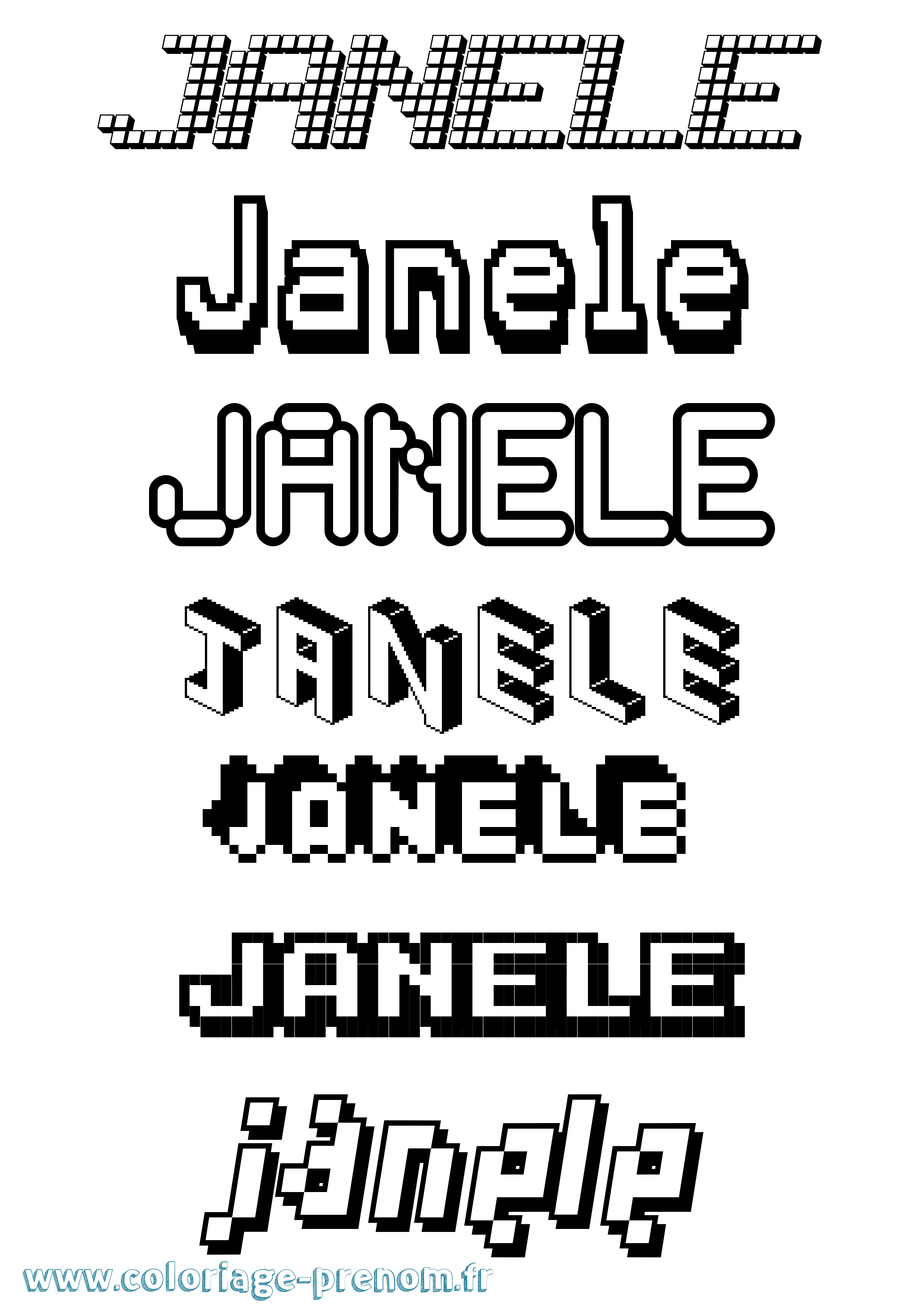 Coloriage Janele Pixel Coloriage prénom Janele Pixel