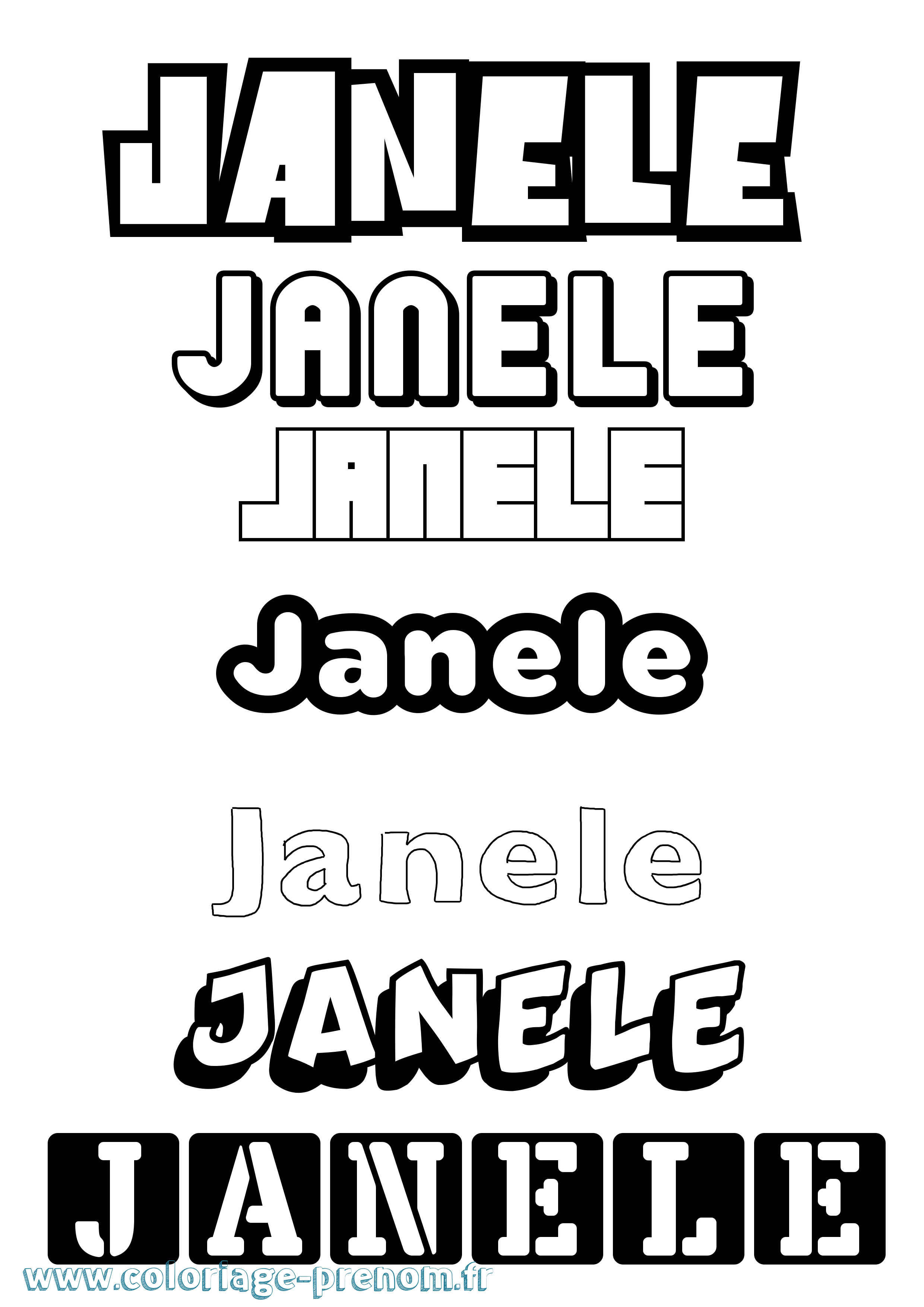 Coloriage Janele Simple Coloriage prénom Janele Simple